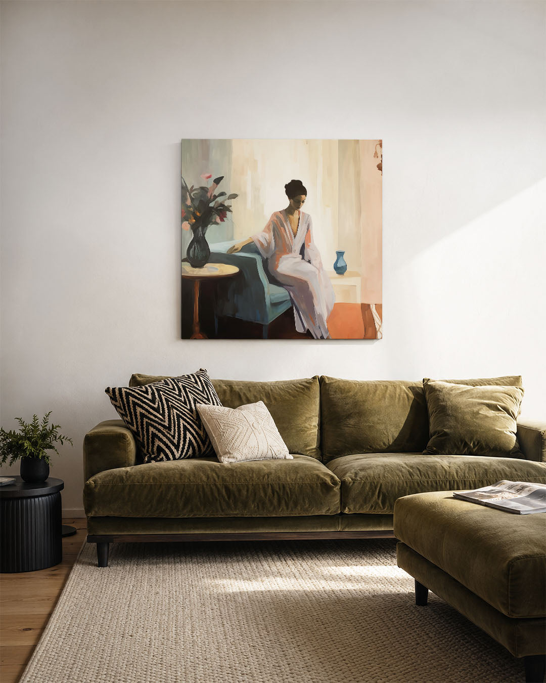 Vrouw in interieur Kunstwerk