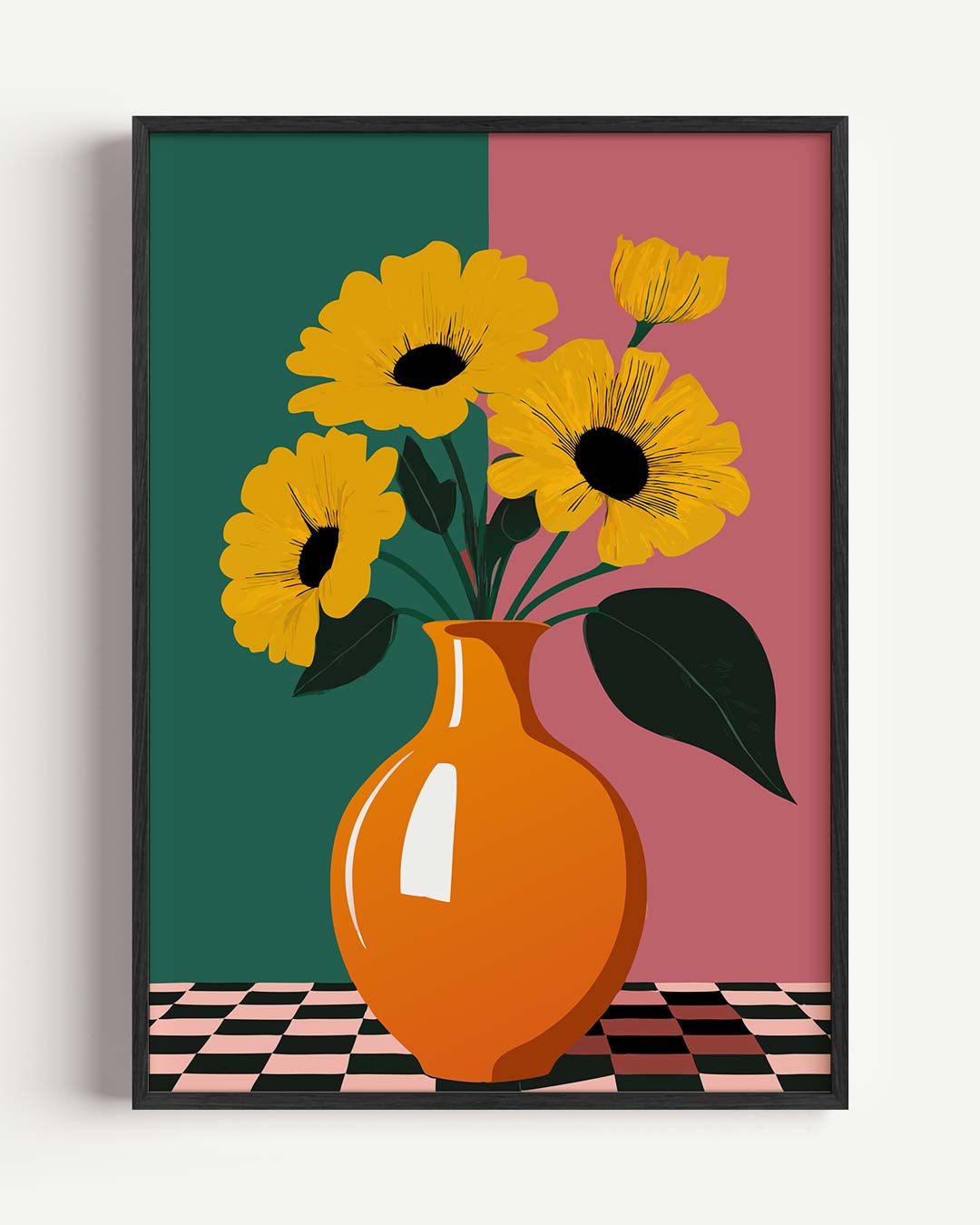 Bloemenpracht in Oranje Vaas Poster-WallArtistic