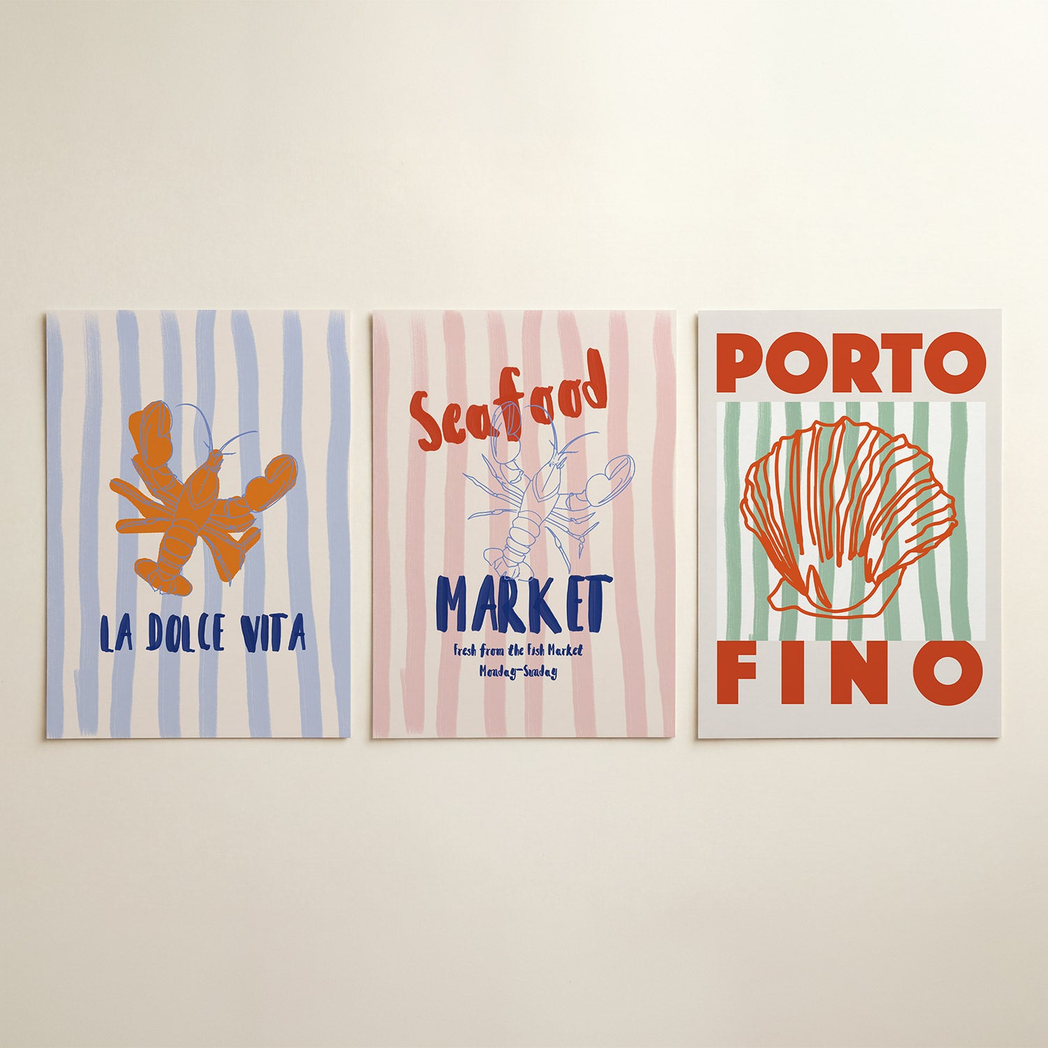 Lobster en strepen Posterset