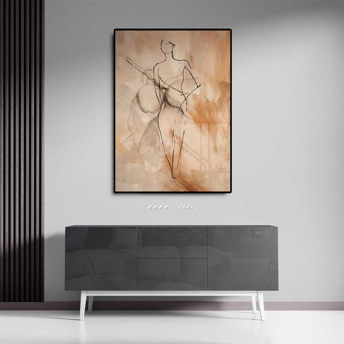 Elegante Schets van een Vrouw Kunstwerk-canvas-dibond-plexiglas-wanddecoratie-WallArtistic