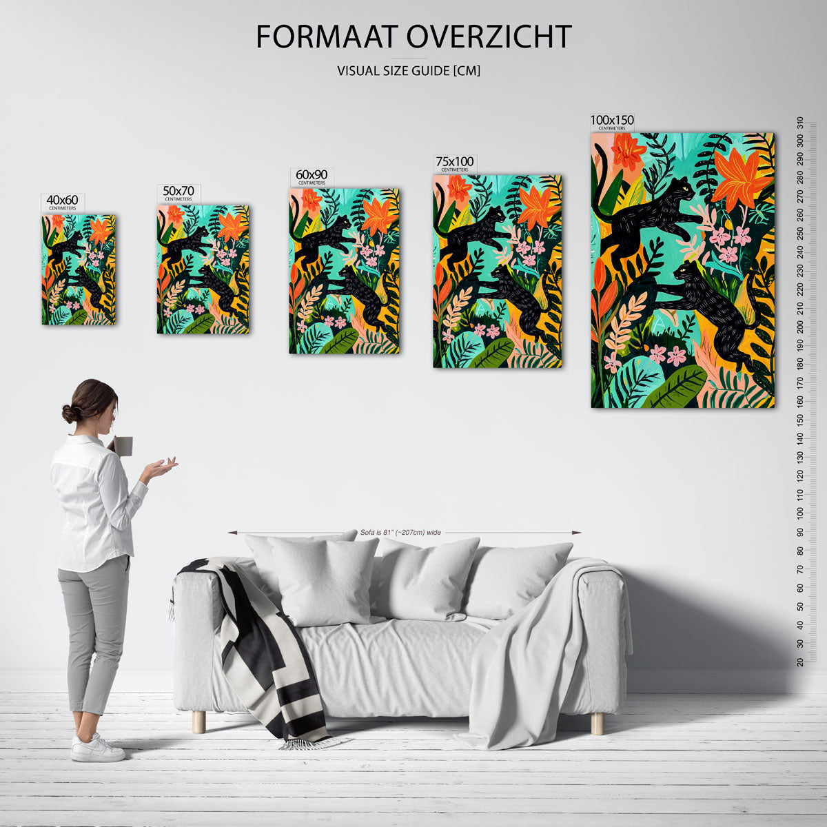 Speelse dieren in jungle Kunstwerk