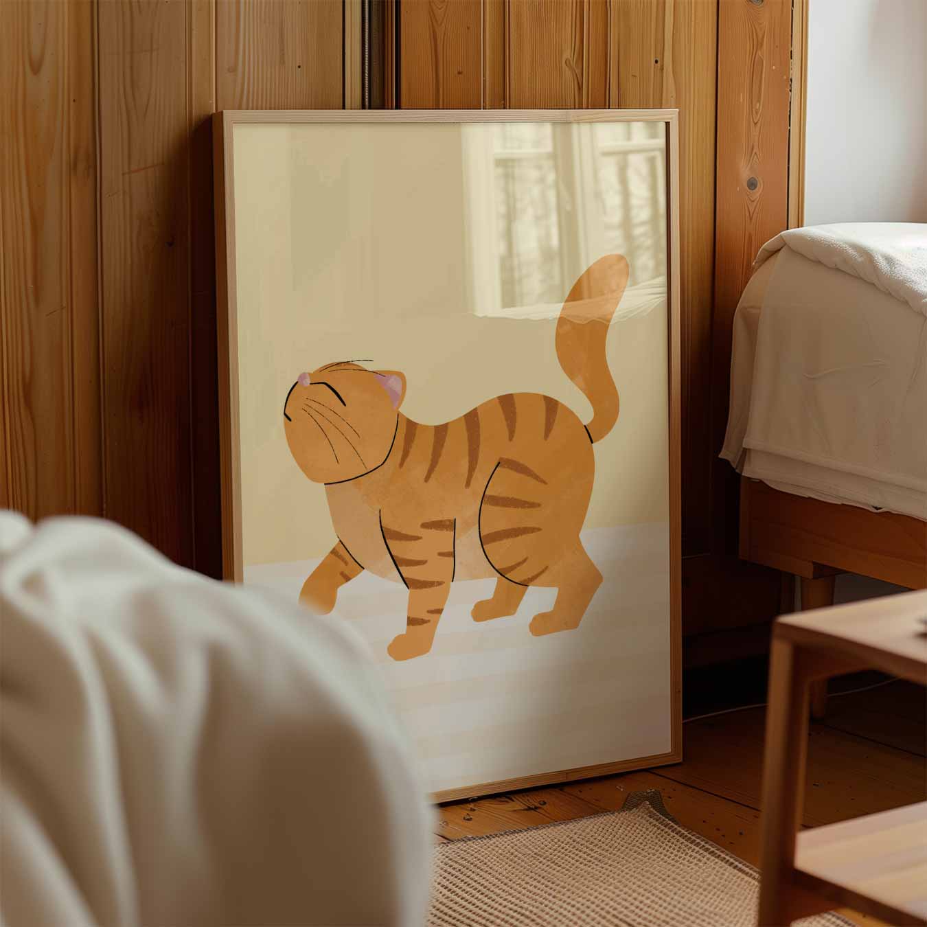 Dromerige Kat Illustratie Poster-WallArtistic