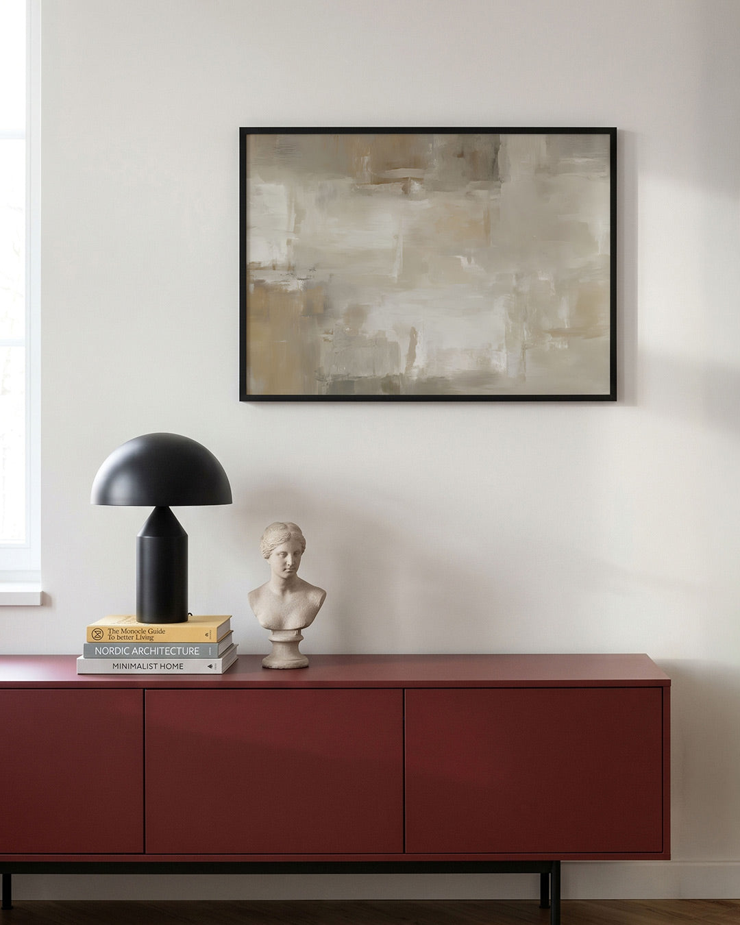 Abstracte beige en grijze Poster