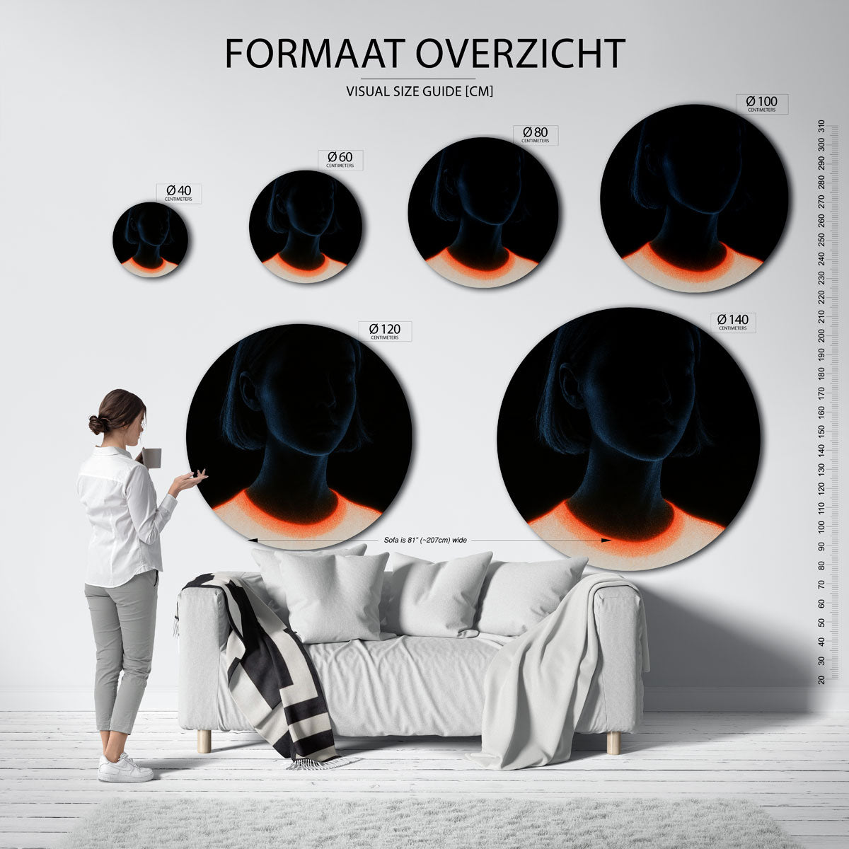 Portret met licht Muurcirkel