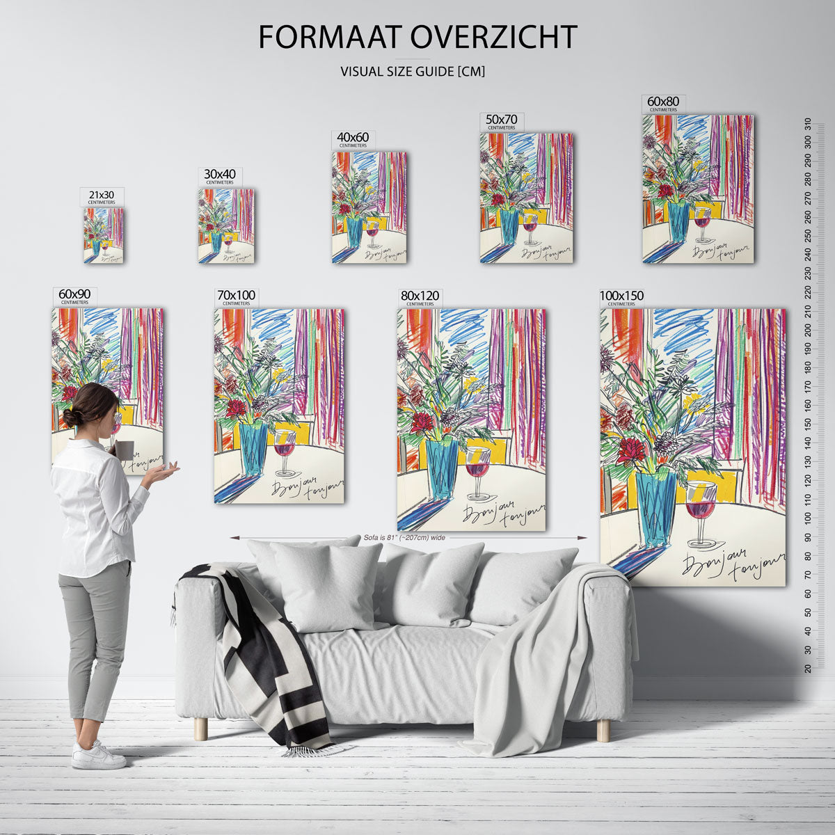 Bloemen in vaas met glas Poster