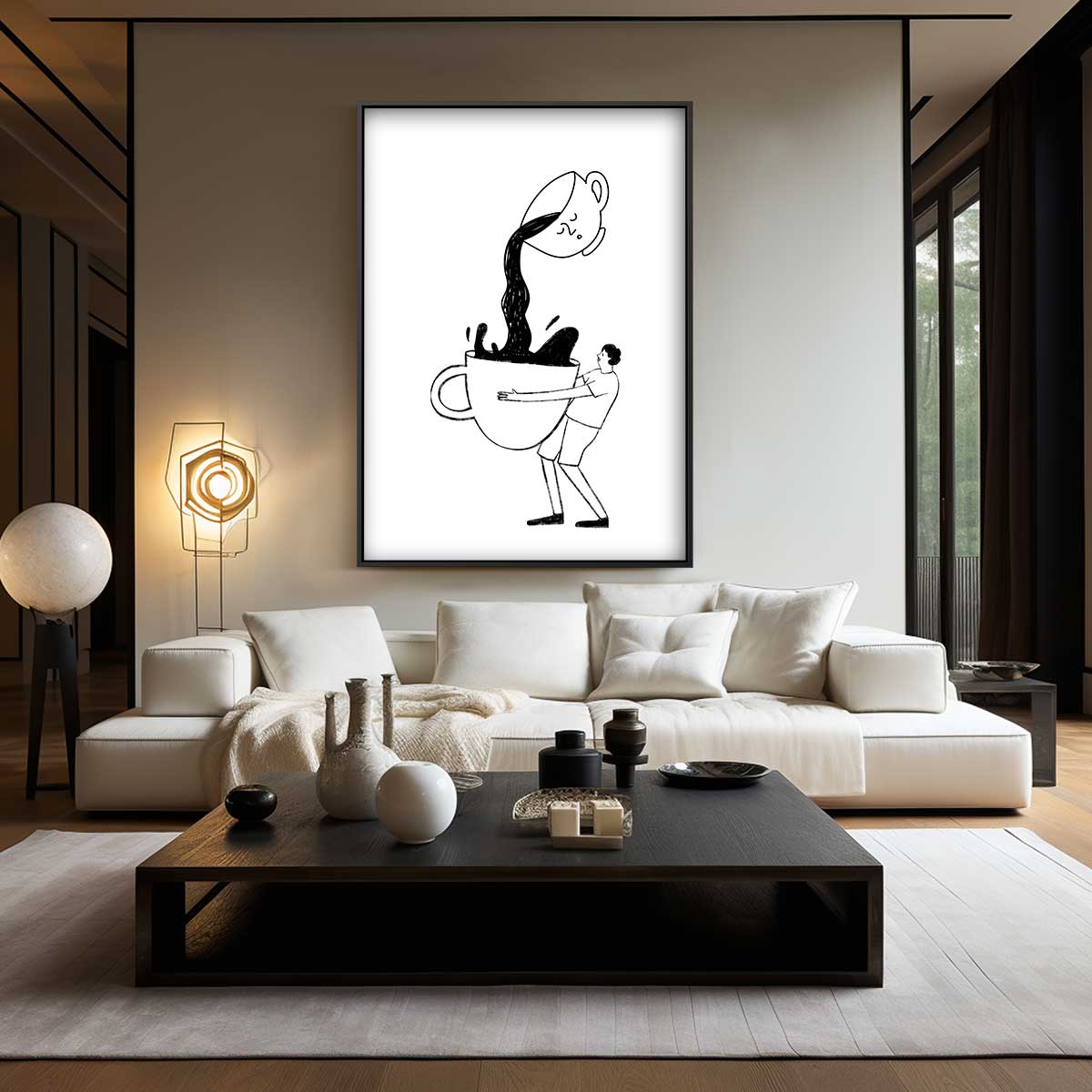 Reusachtige Koffiekop Fantasie Kunstwerk-canvas-dibond-plexiglas-wanddecoratie-WallArtistic