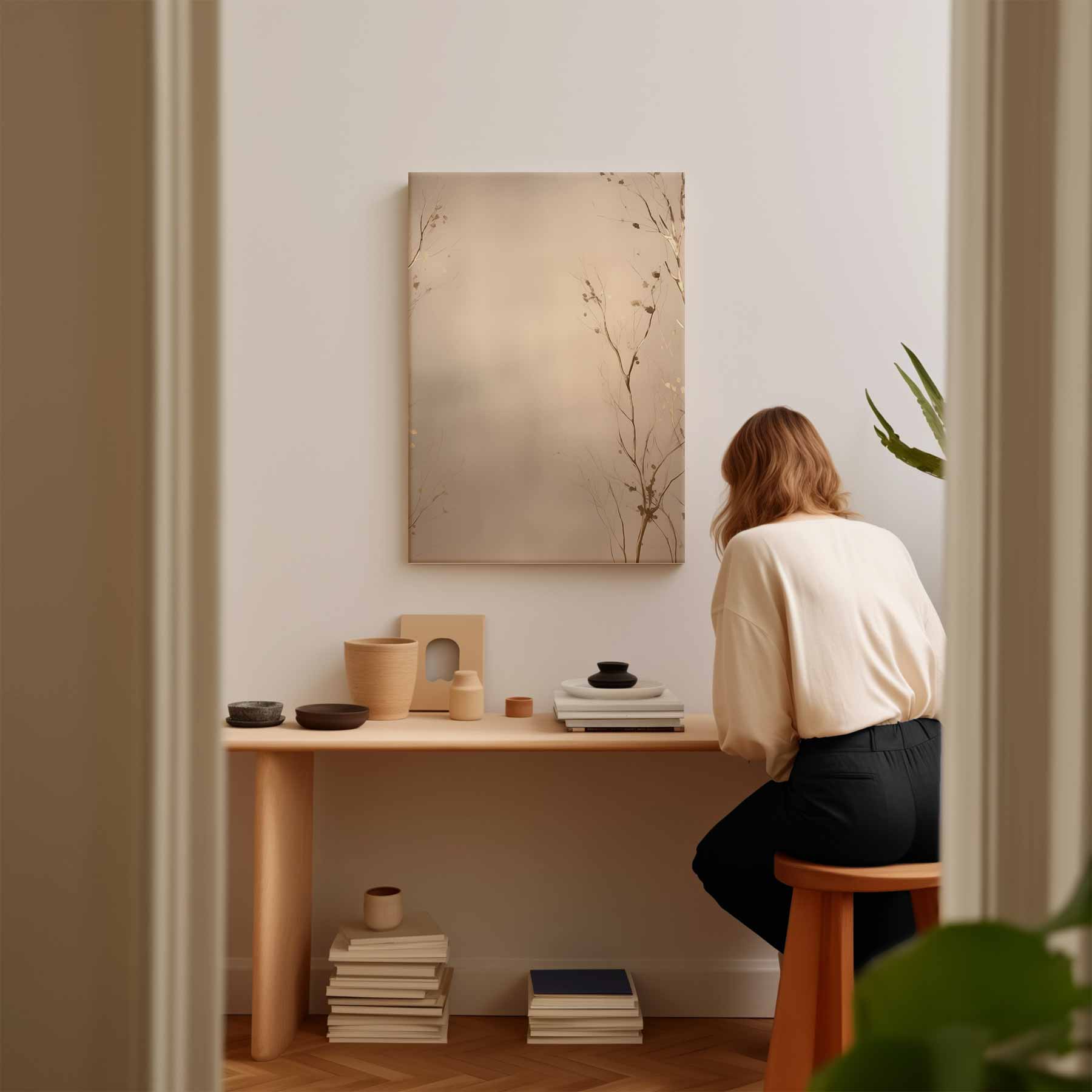 Subtiele Takken in Neutrale Tinten Kunstwerk-canvas-dibond-plexiglas-wanddecoratie-WallArtistic