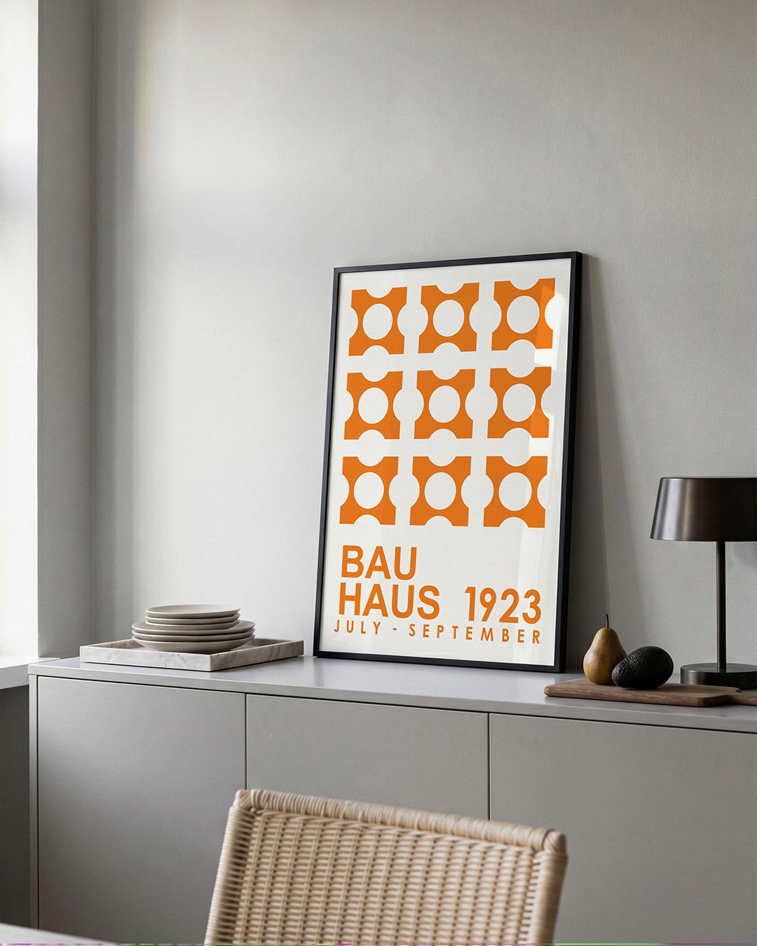 Oranje vormenpatroon Poster