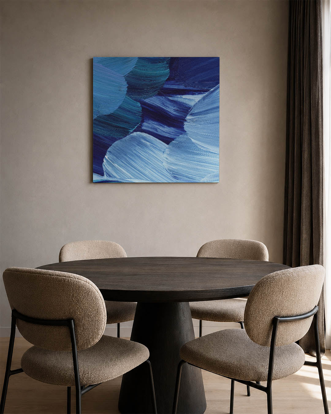 Dynamische blauwe borstels Kunstwerk