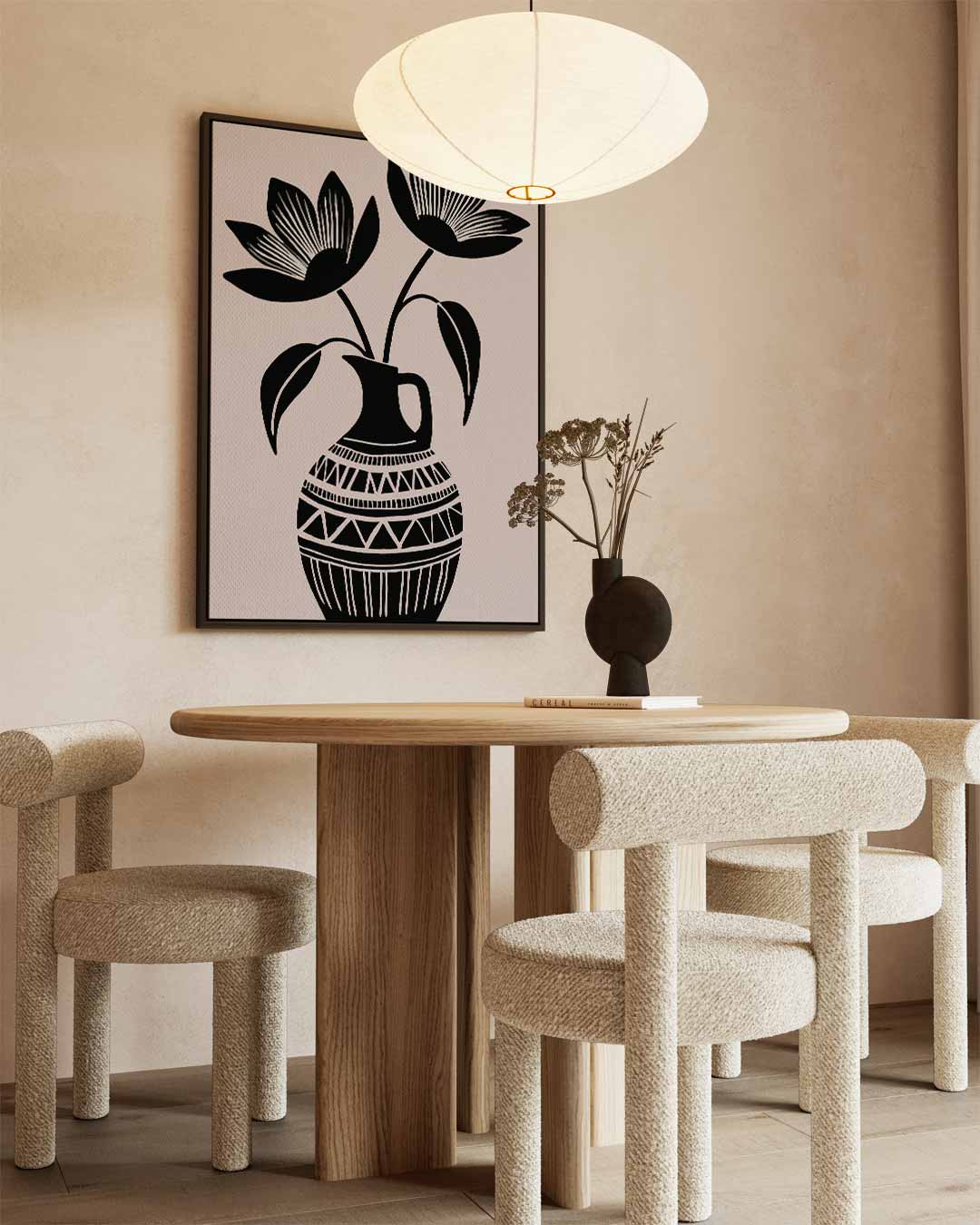 Zwart-Wit Bloemenvazen Kunst Kunstwerk-canvas-dibond-plexiglas-wanddecoratie-WallArtistic