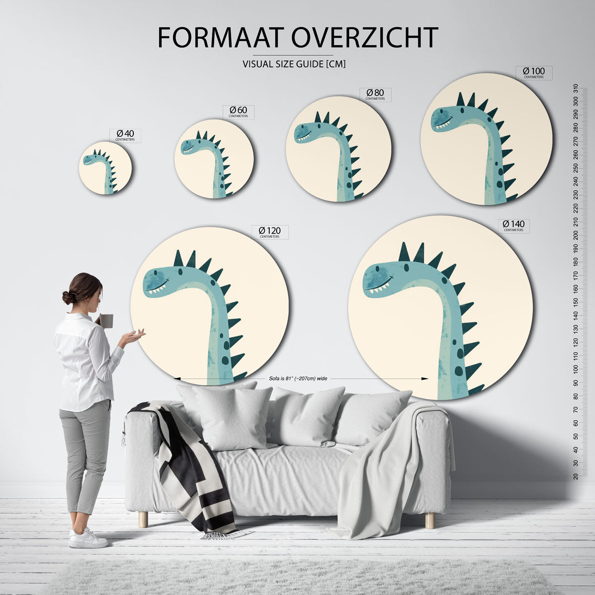 Blauwe dinosaurus Muurcirkel