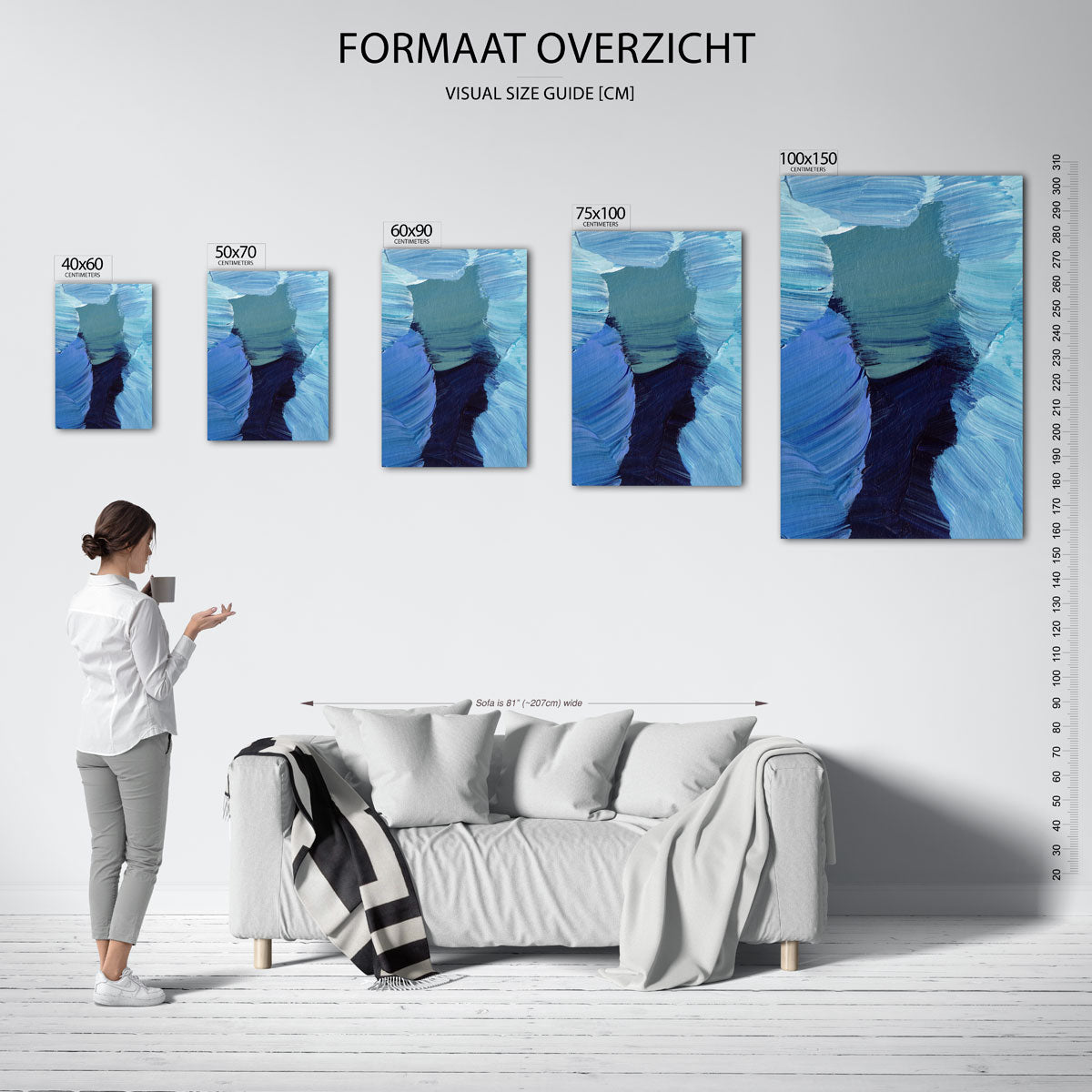 Dynamische blauwtinten Kunstwerk