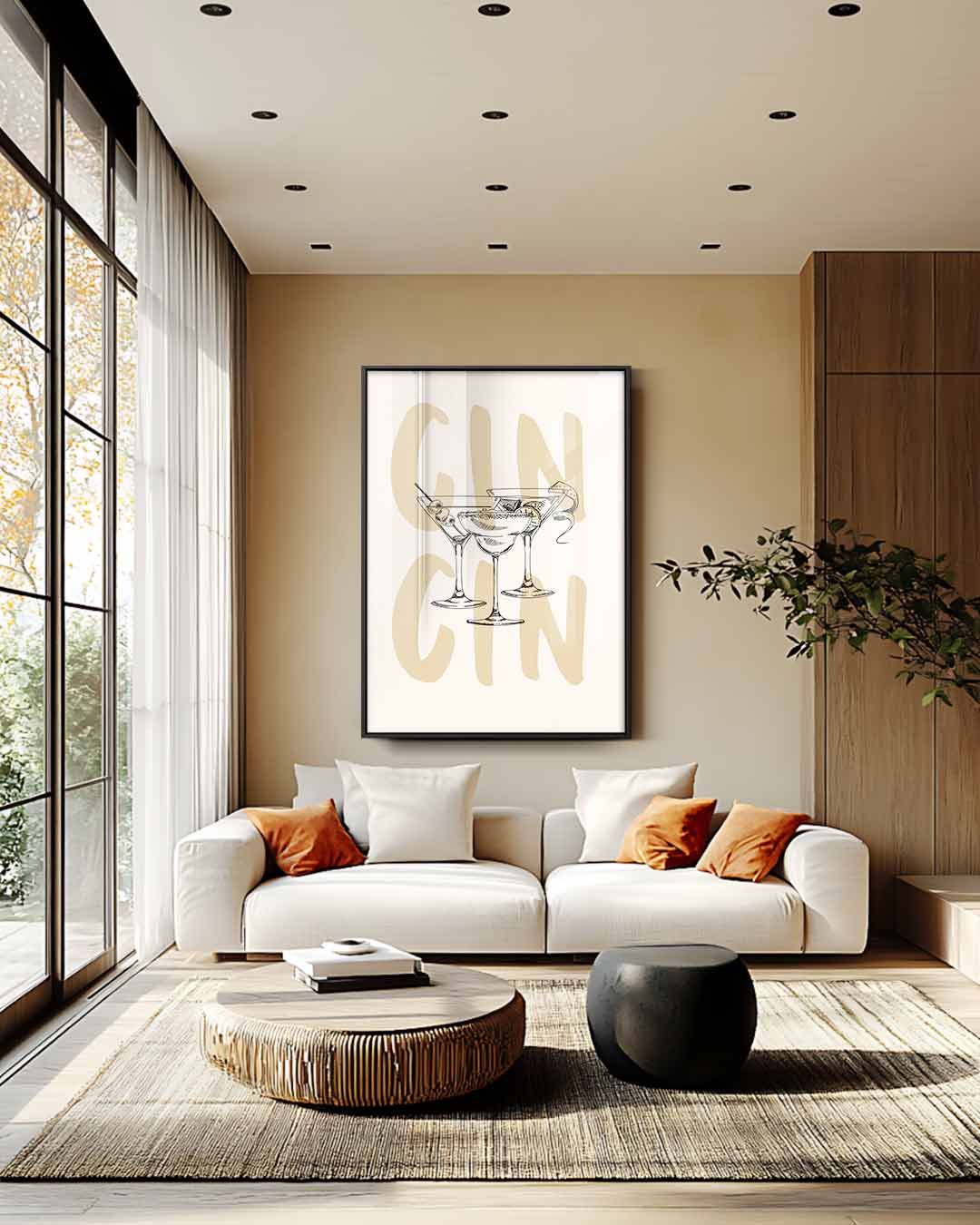 Gin Cocktails Illustratie Kunstwerk-canvas-dibond-plexiglas-wanddecoratie-WallArtistic