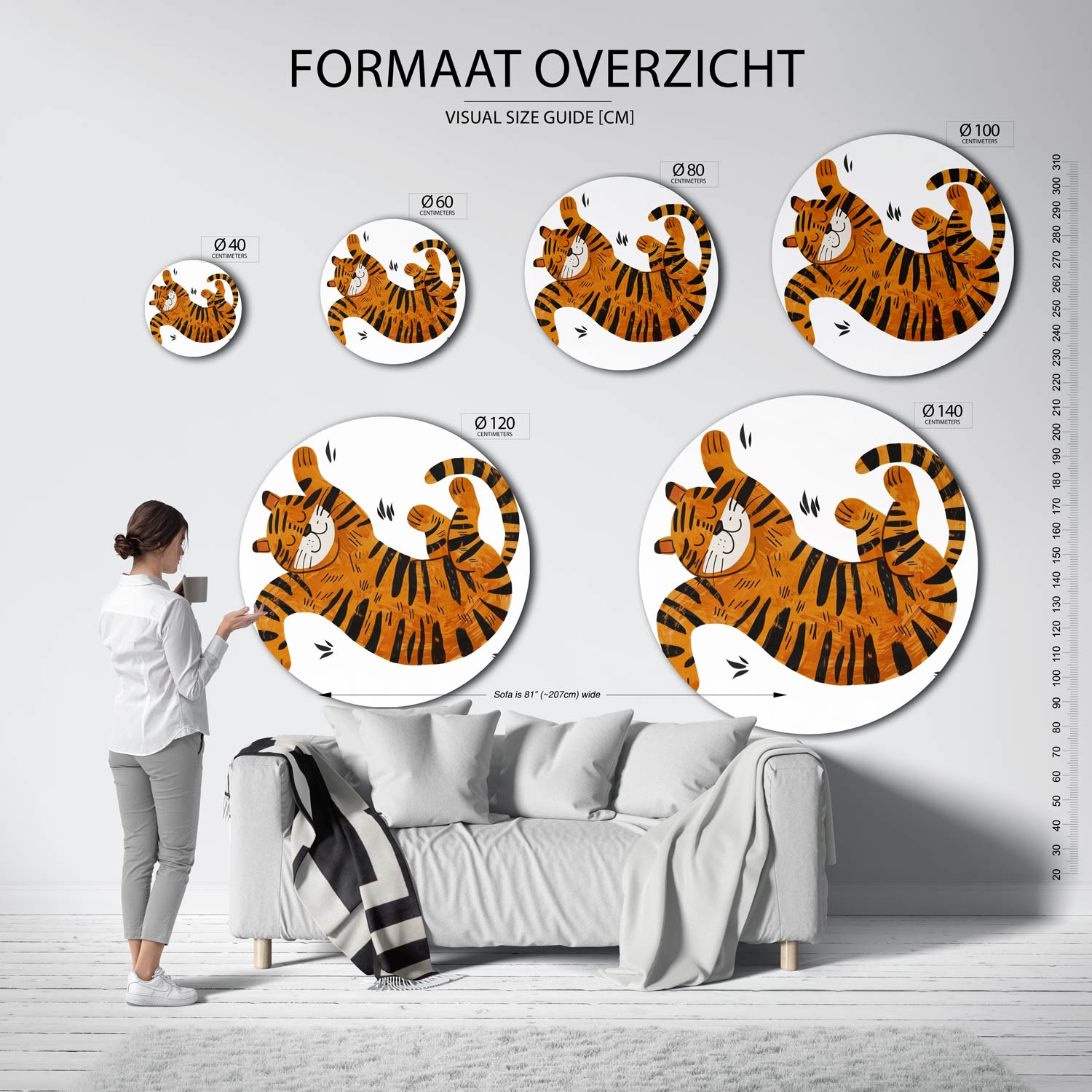Speelse tijger Muurcirkel