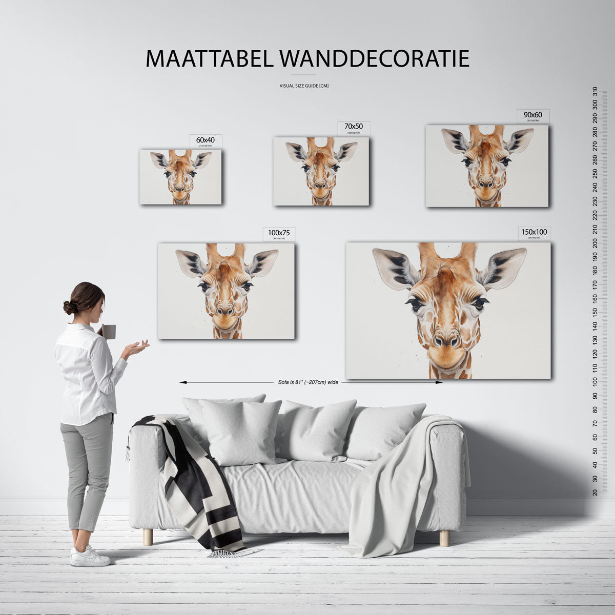 Giraffe portret Kunstwerk