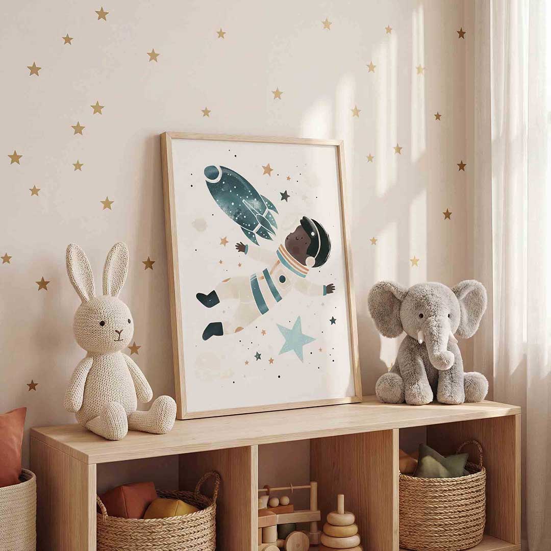 Astronaut en raket Poster