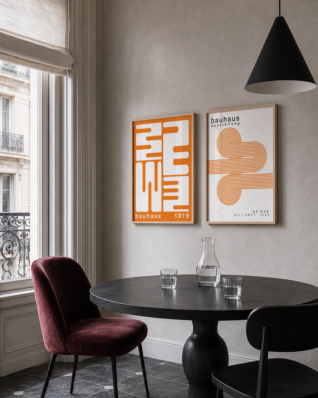 Oranje lijnenspel Posterset