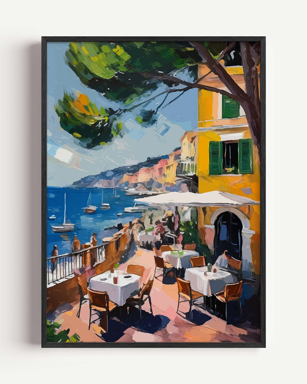 Mediterrane Droom: Uitzicht op de Zee Poster-WallArtistic