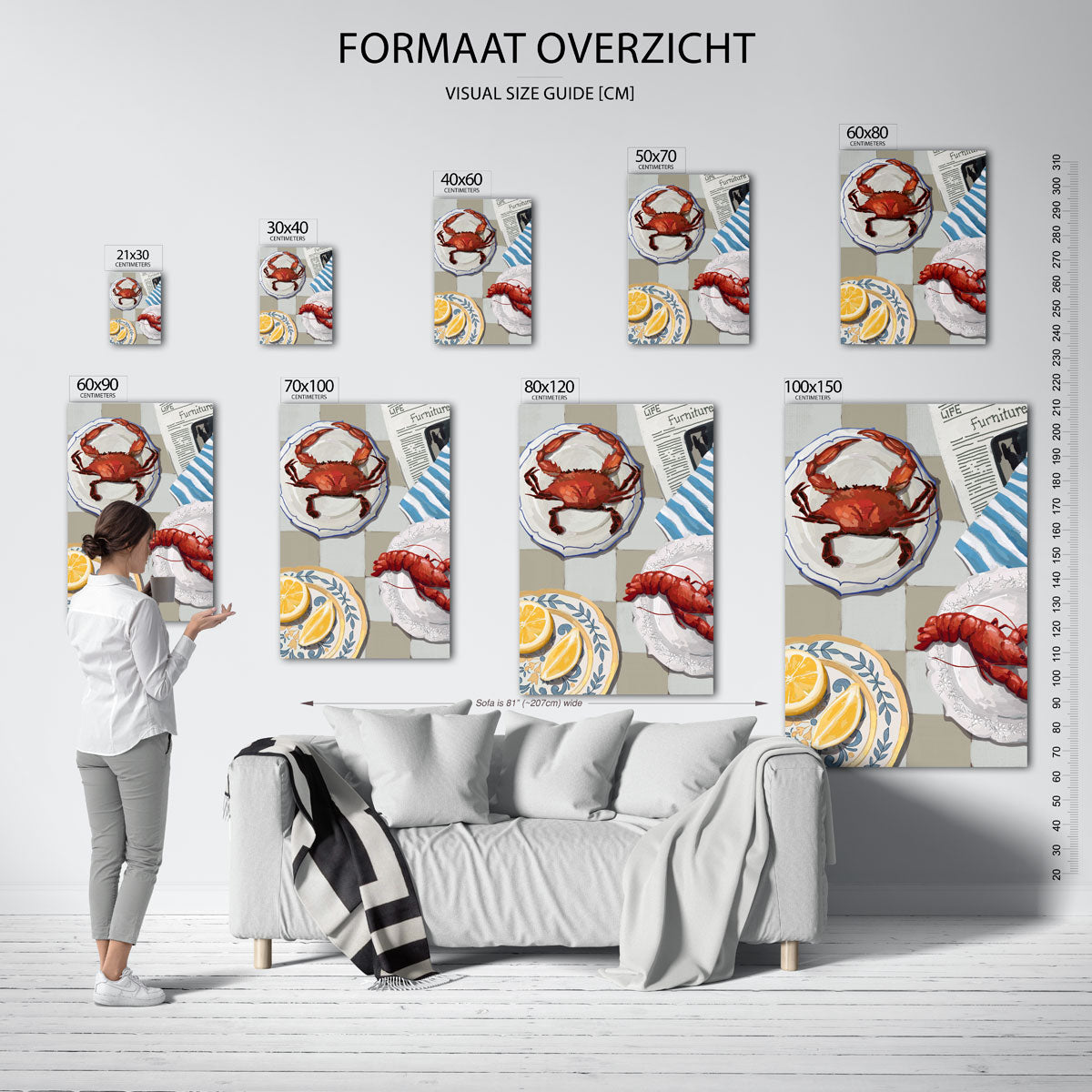 Kreeft en krab op borden Poster