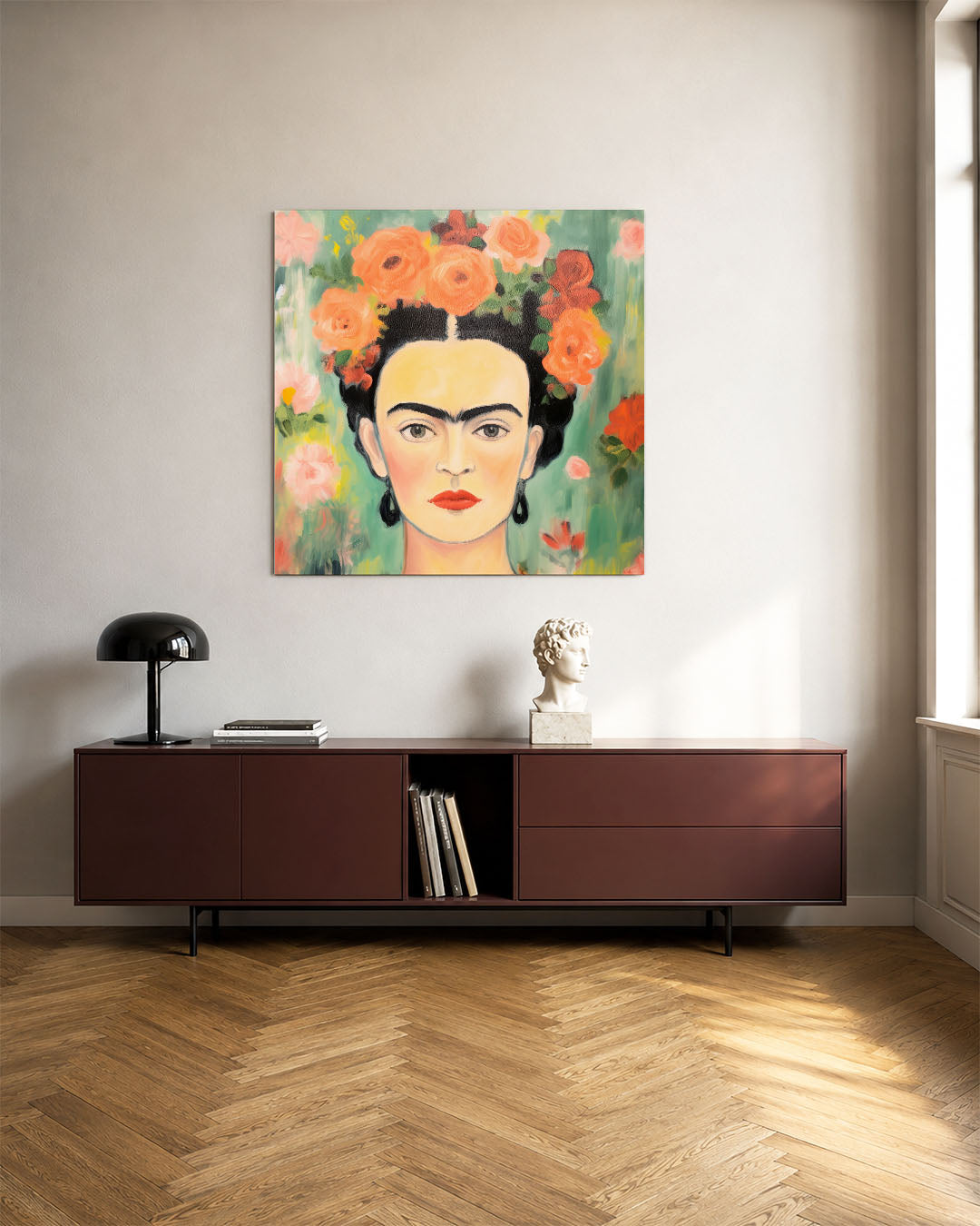 Bloemrijke portret Kunstwerk