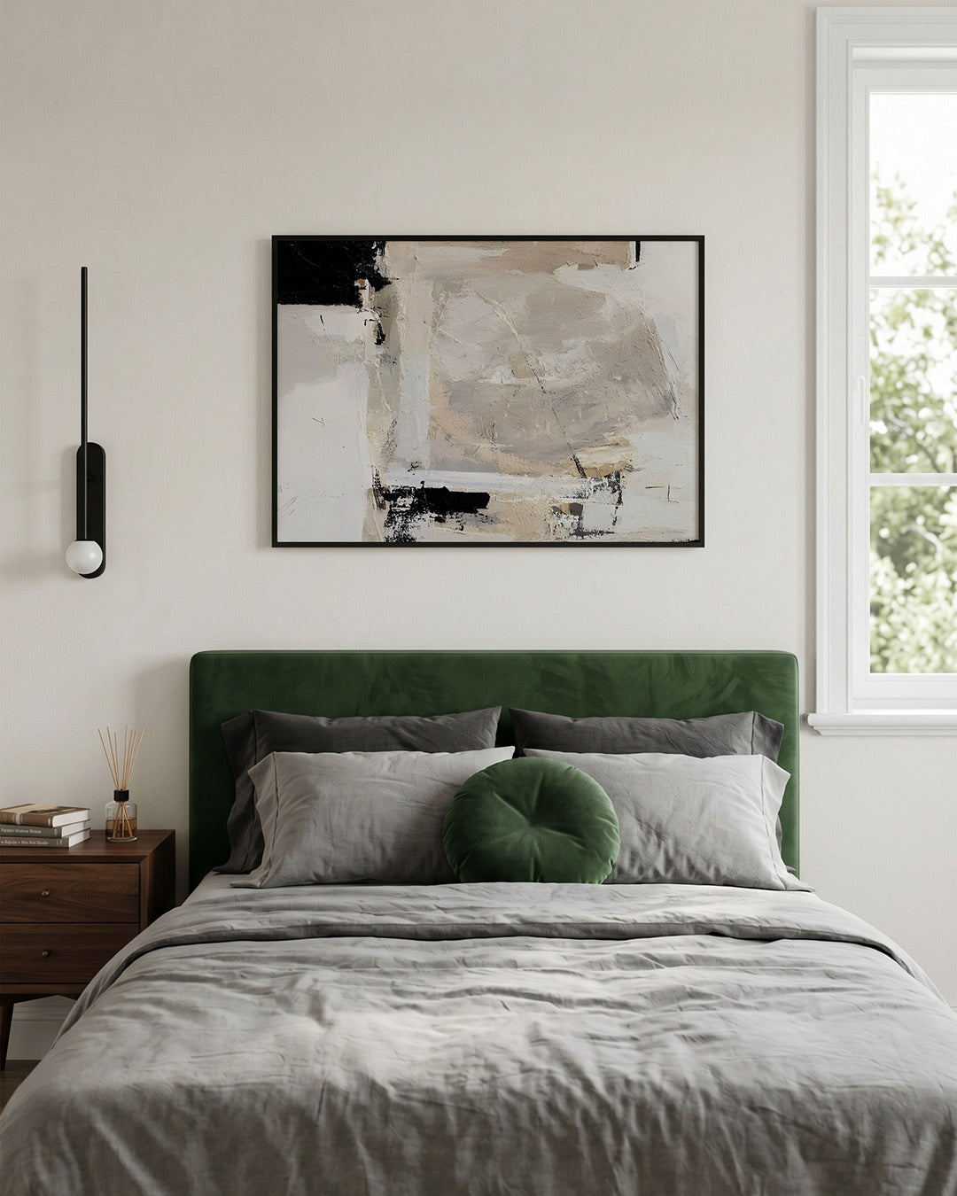 Abstracte beige en zwarte Poster