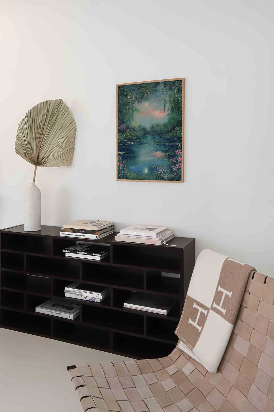 Sereen landschap met bloemen Poster