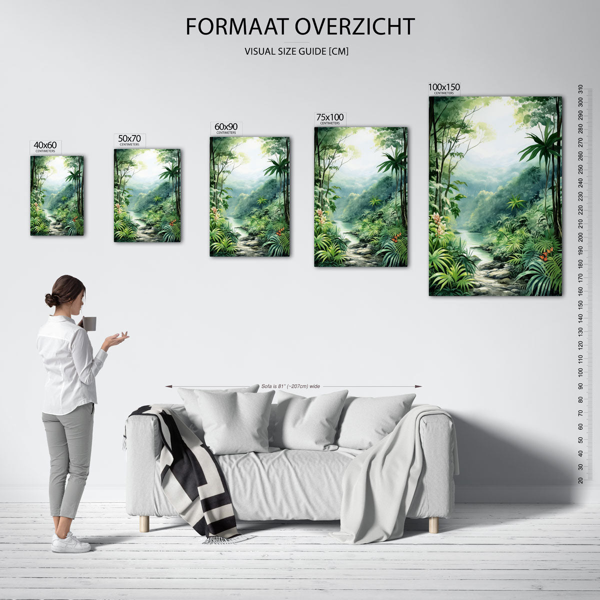 Tropisch boslandschap Kunstwerk