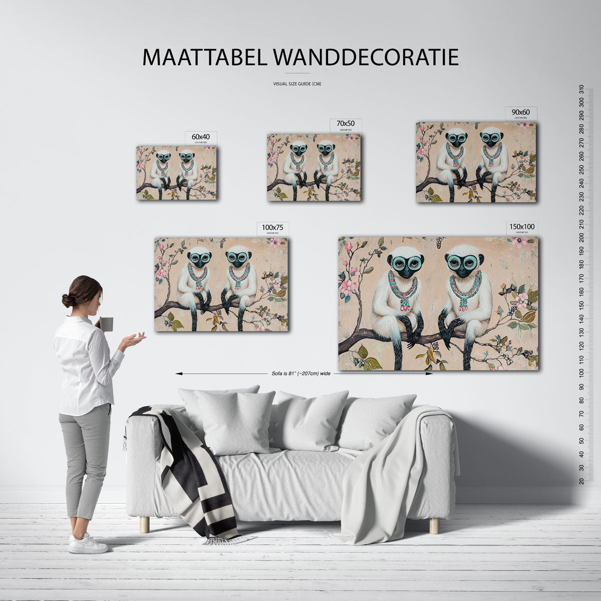 Speelse dierenportretten Kunstwerk