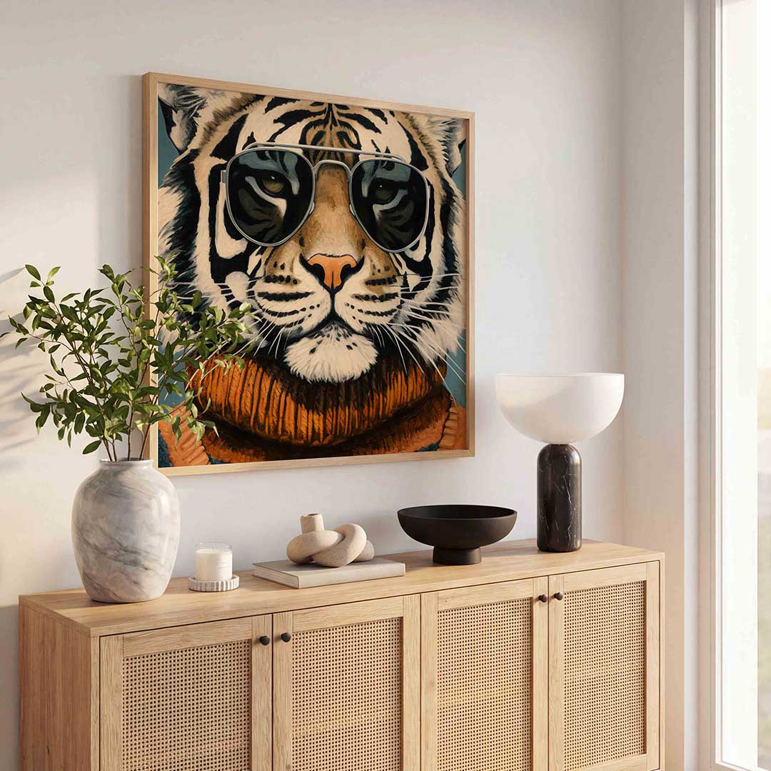 Tijger met zonnebril Poster