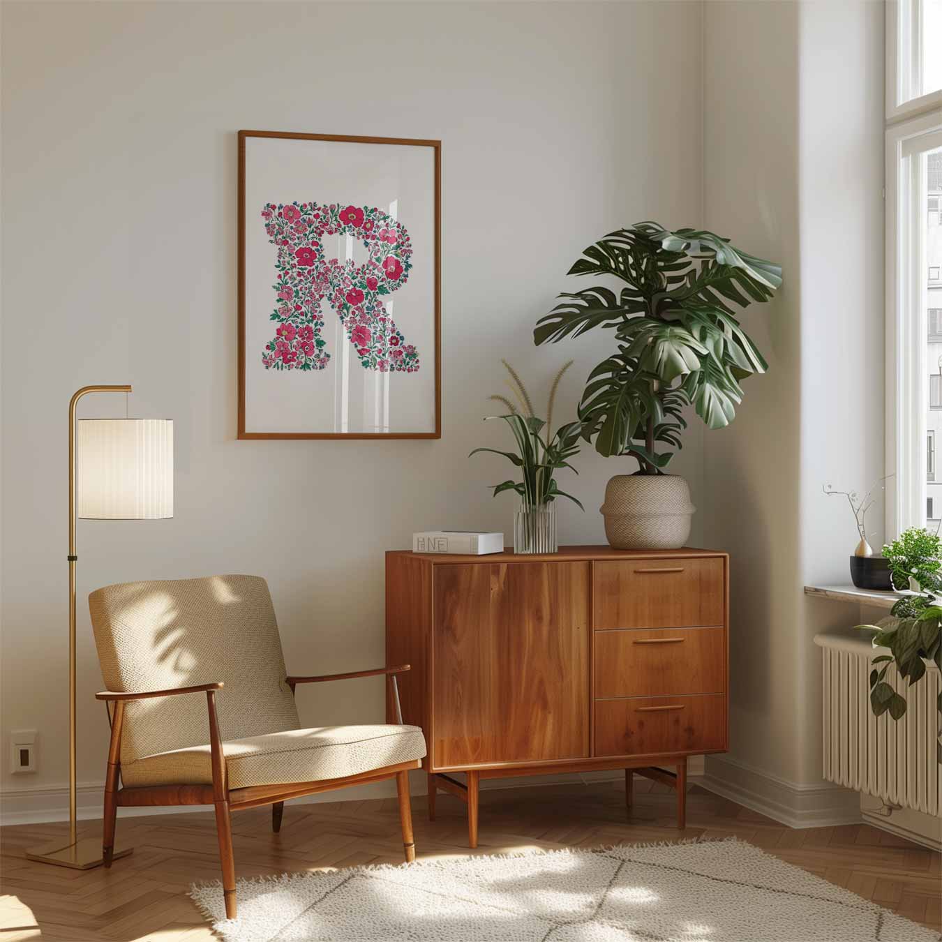 Bloemrijke Letter R Poster-WallArtistic