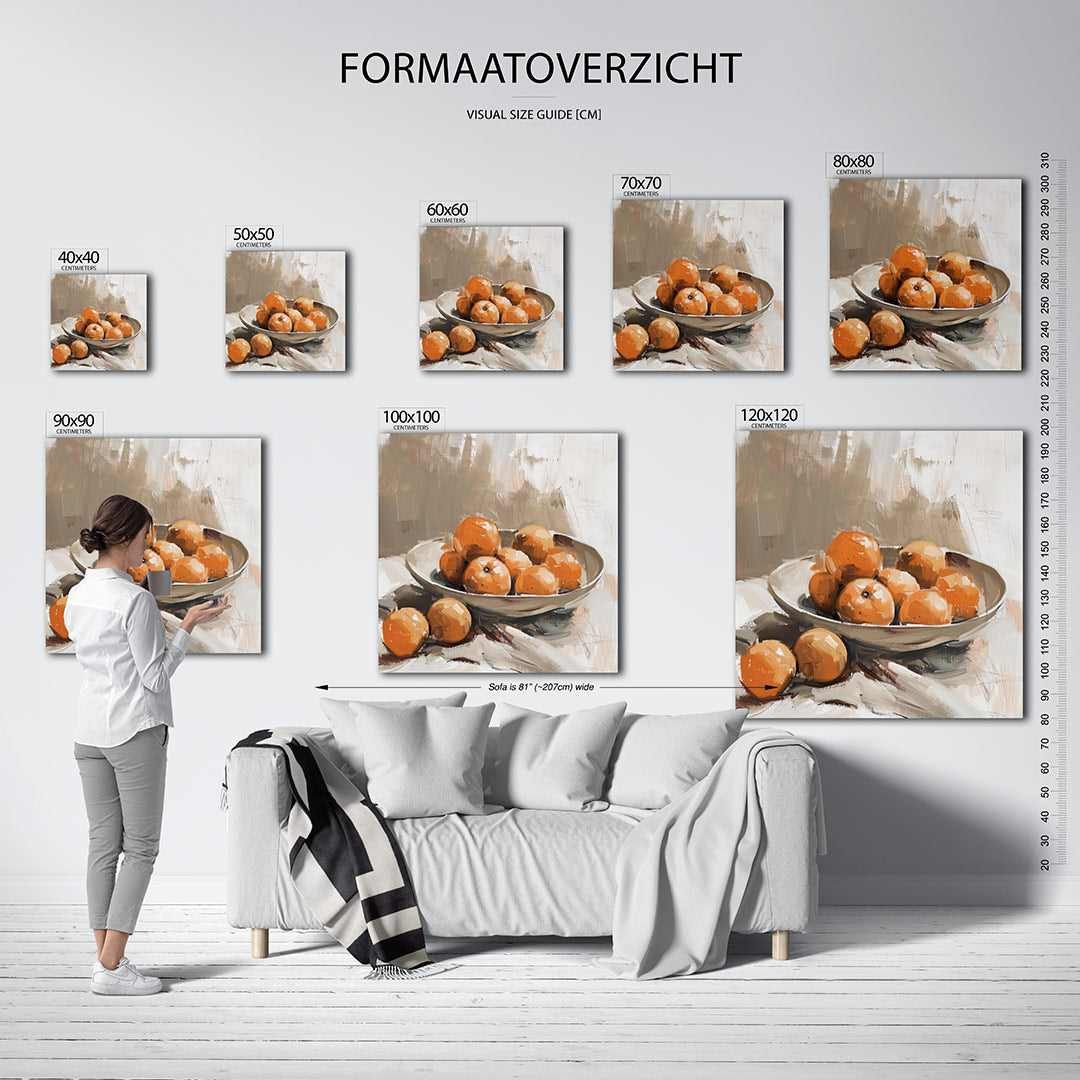 Sinaasappels in schaal Kunstwerk