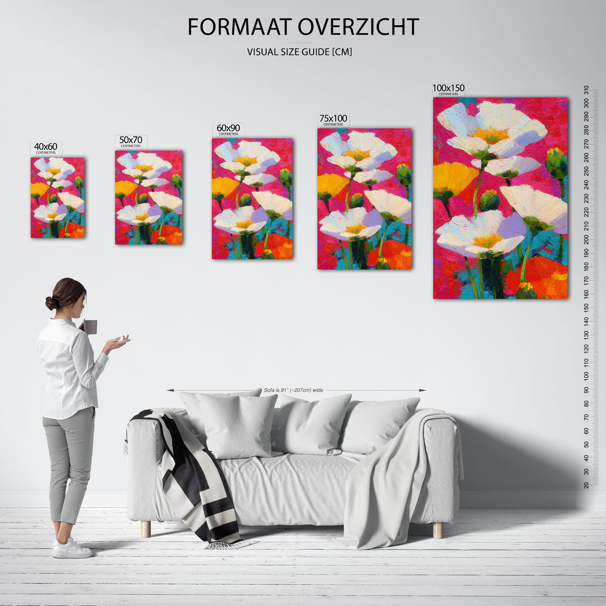 Bloemrijke kleurenexplosie Kunstwerk
