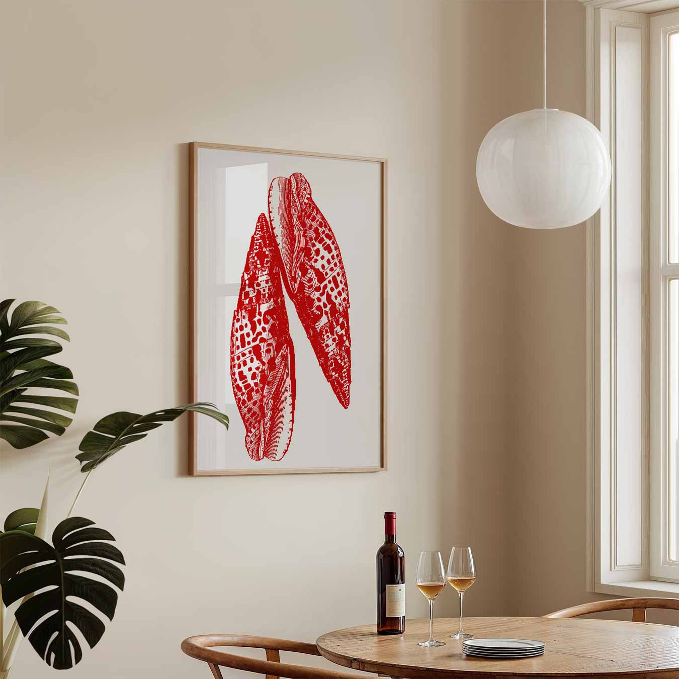 Schelpenkunst in Koraalrood Poster-WallArtistic