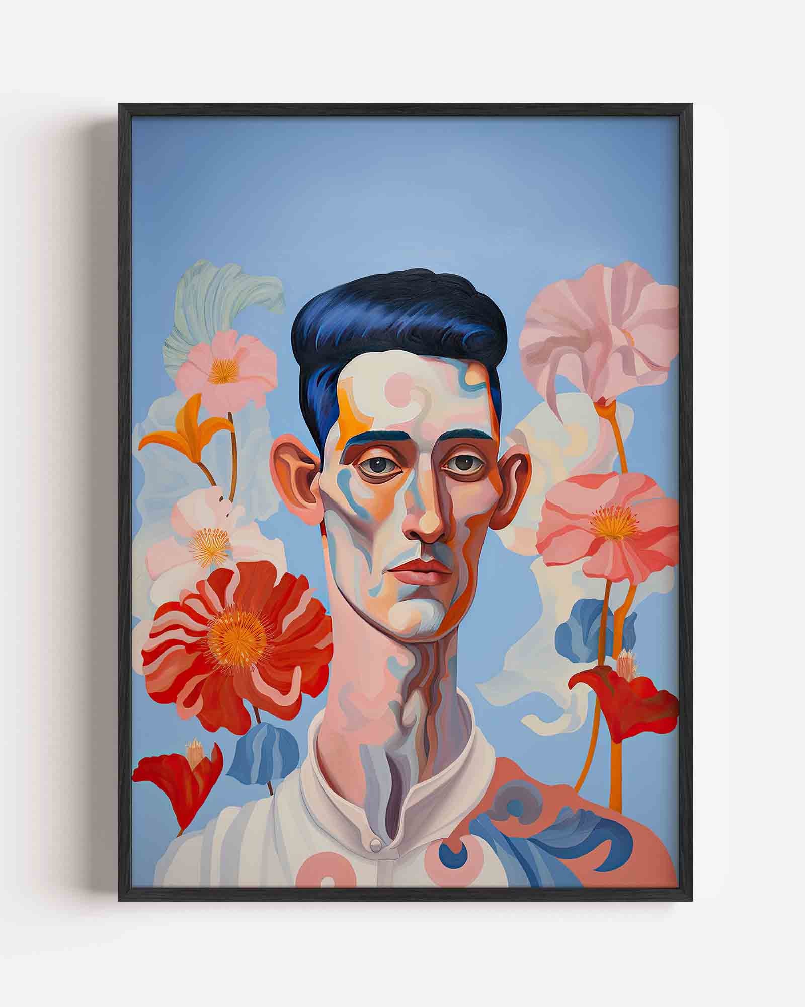 Portret met bloemen Poster