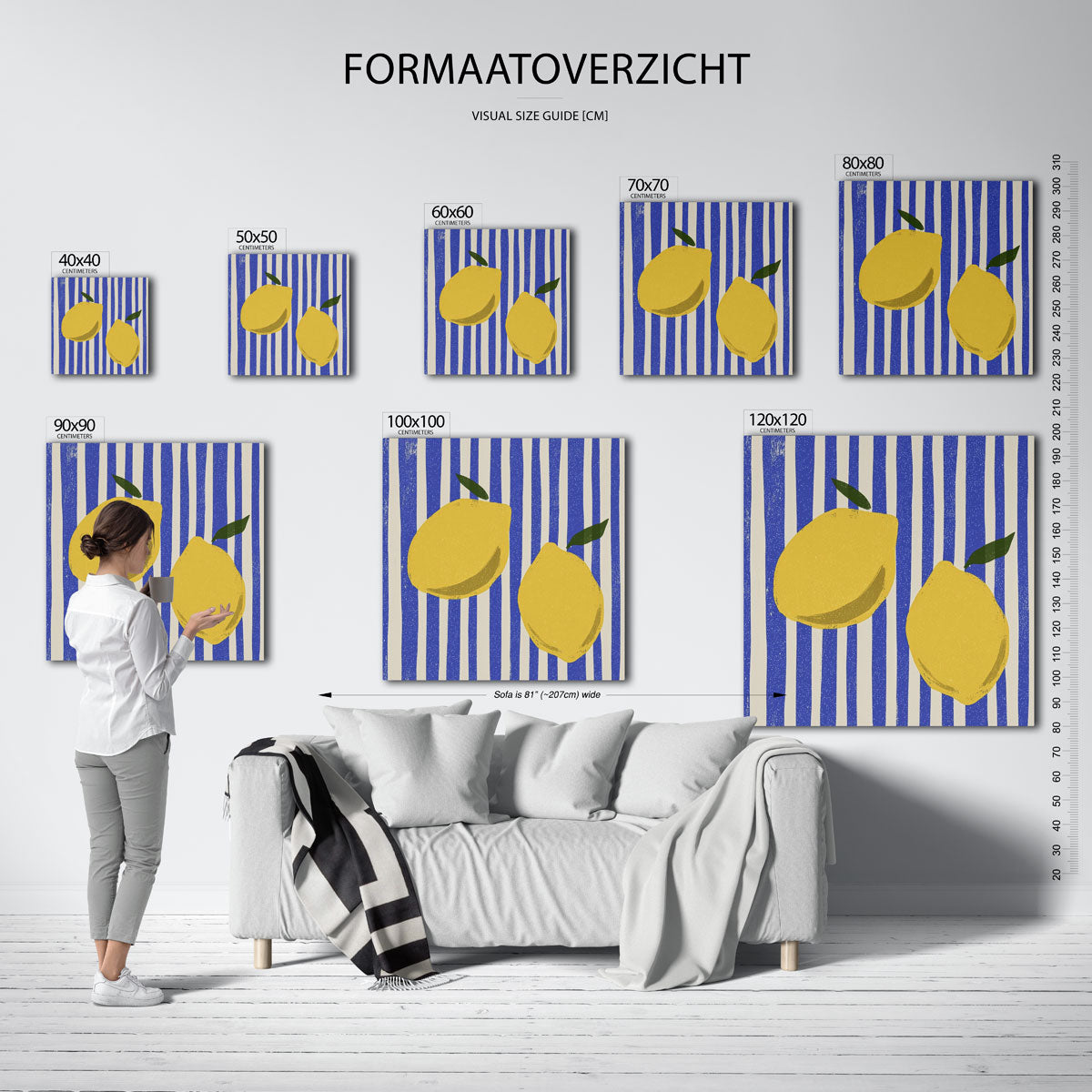 Citroenen op gestreepte achtergrond Poster