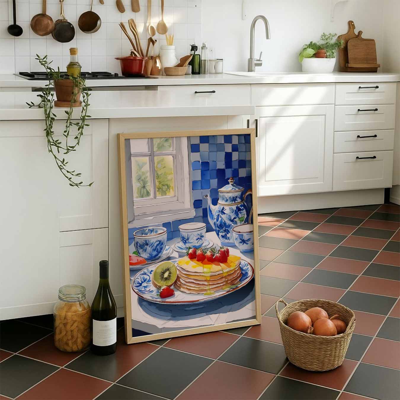 Ontbijt in Blauw Servies Poster-WallArtistic