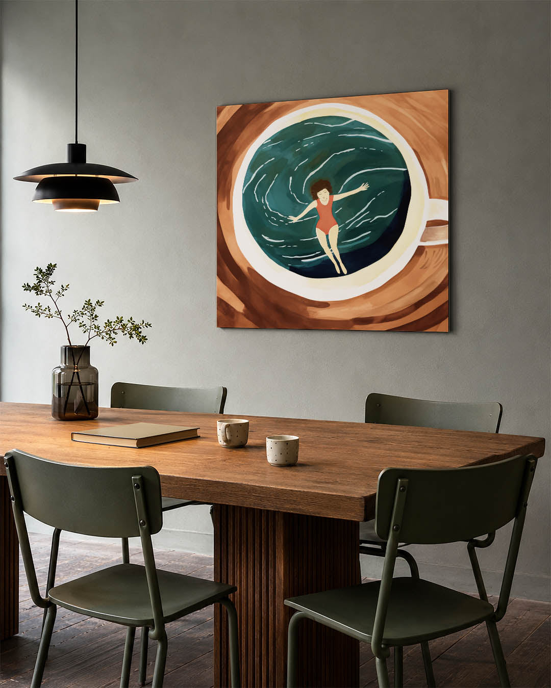 Dromerige zwemmer Kunstwerk
