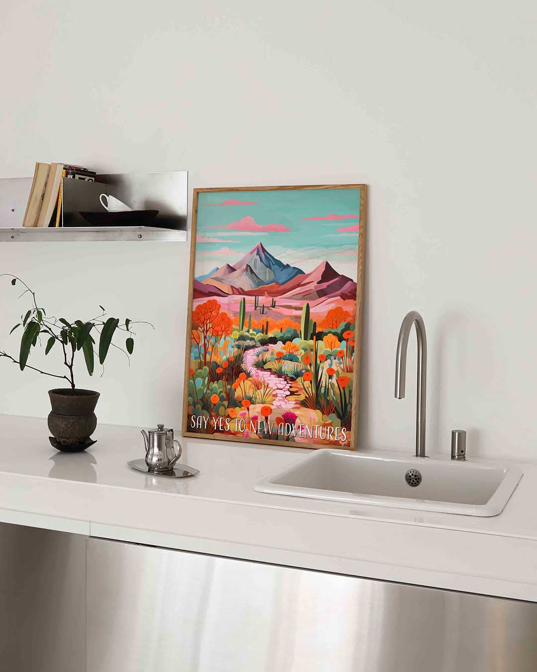 Berglandschap met cactussen Poster