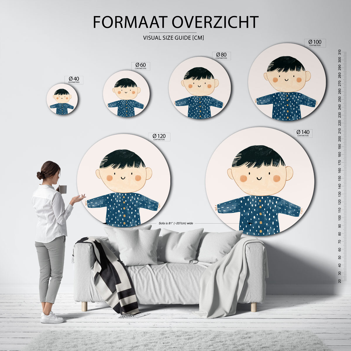 Kind met blauwe trui Muurcirkel