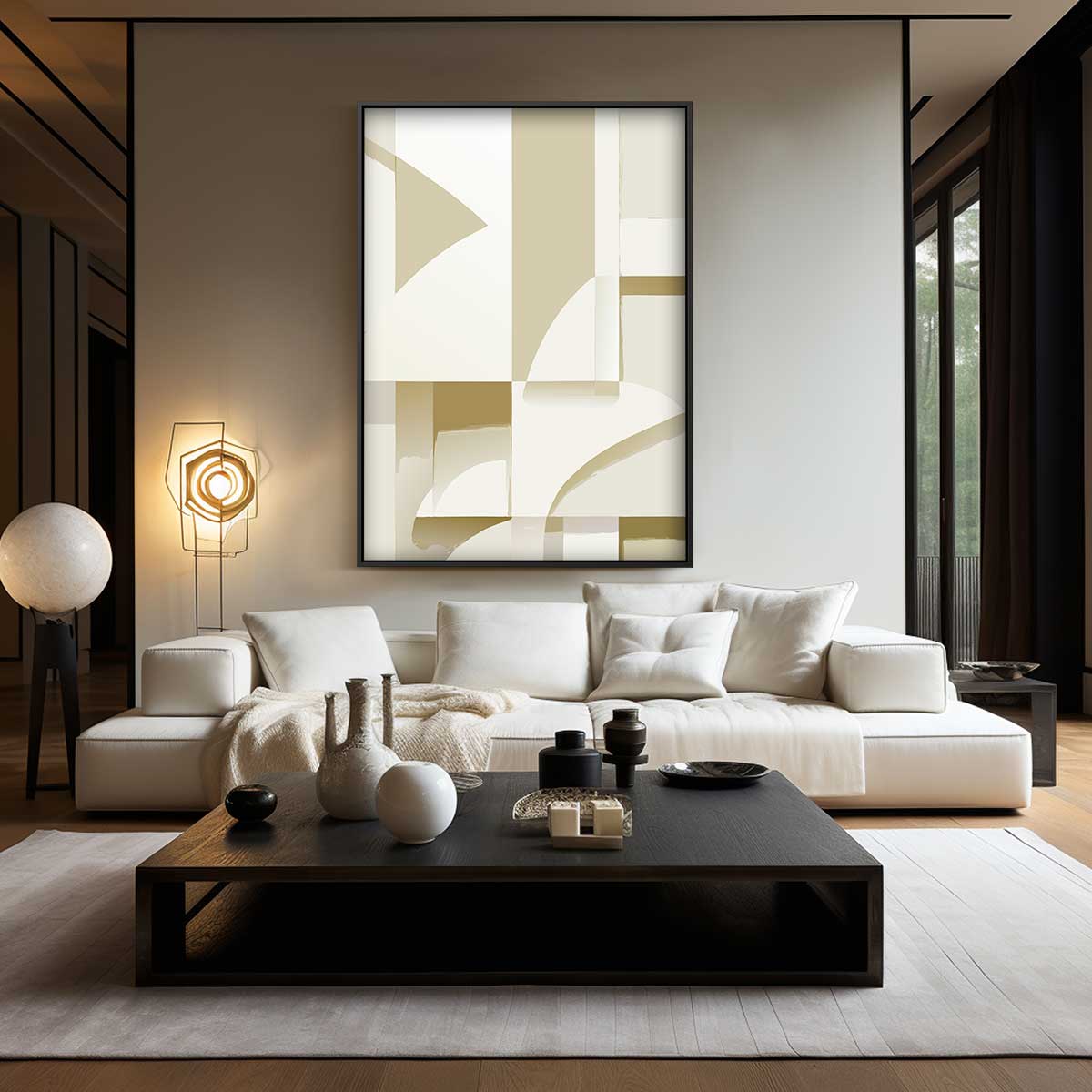 Abstracte Geometrische Compositie Kunstwerk-canvas-dibond-plexiglas-wanddecoratie-WallArtistic