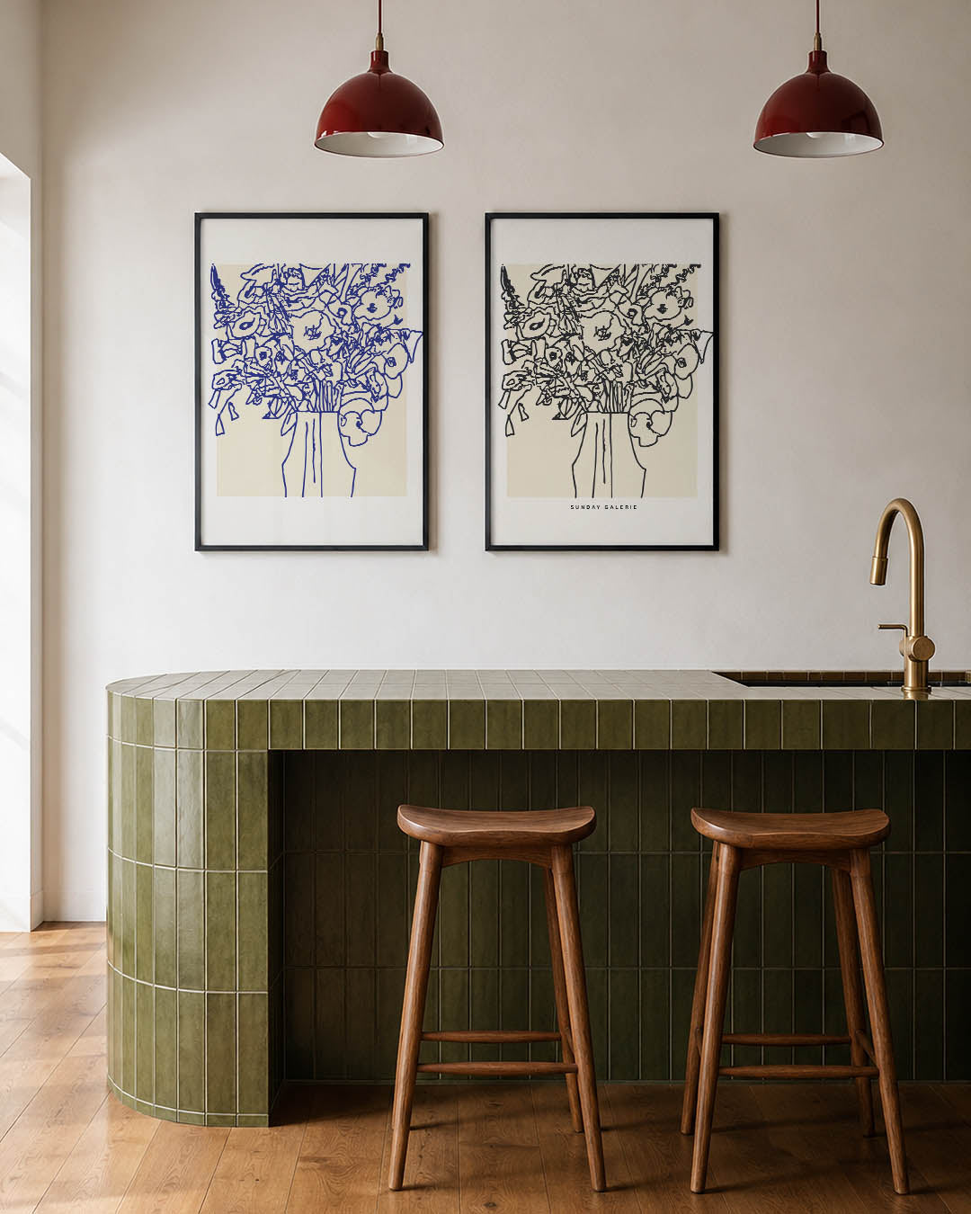 Bloemrijke lijnenspel Posterset