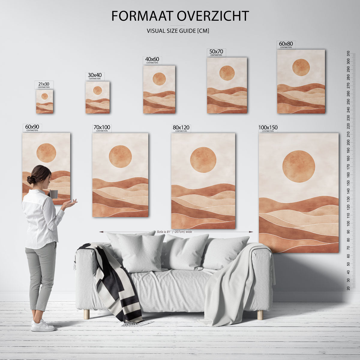 Zon en heuvels Poster