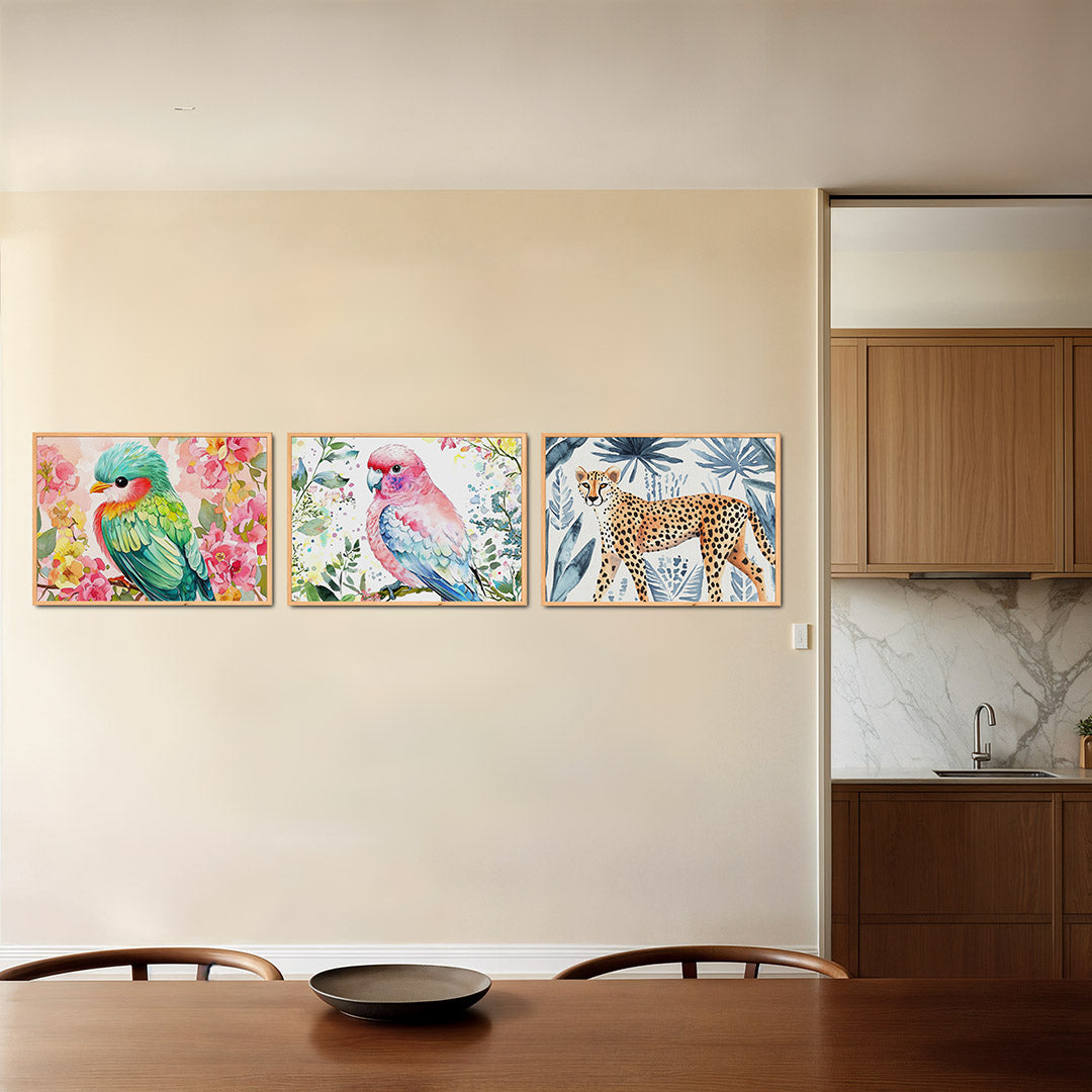 Vogel en bloemen Posterset