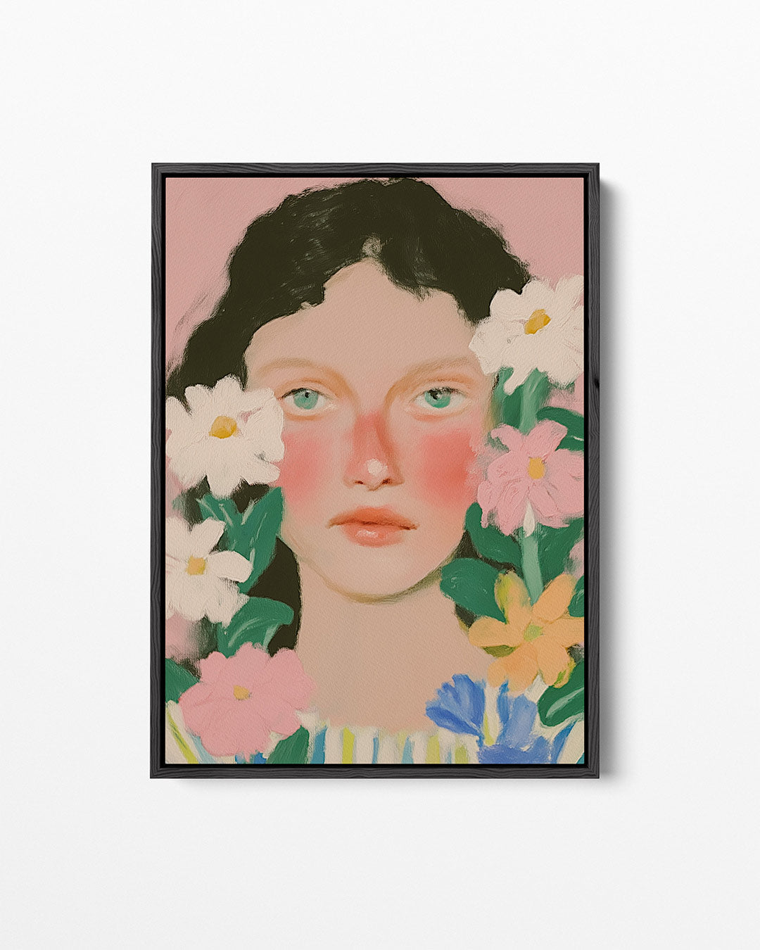Portret met bloemen Kunstwerk