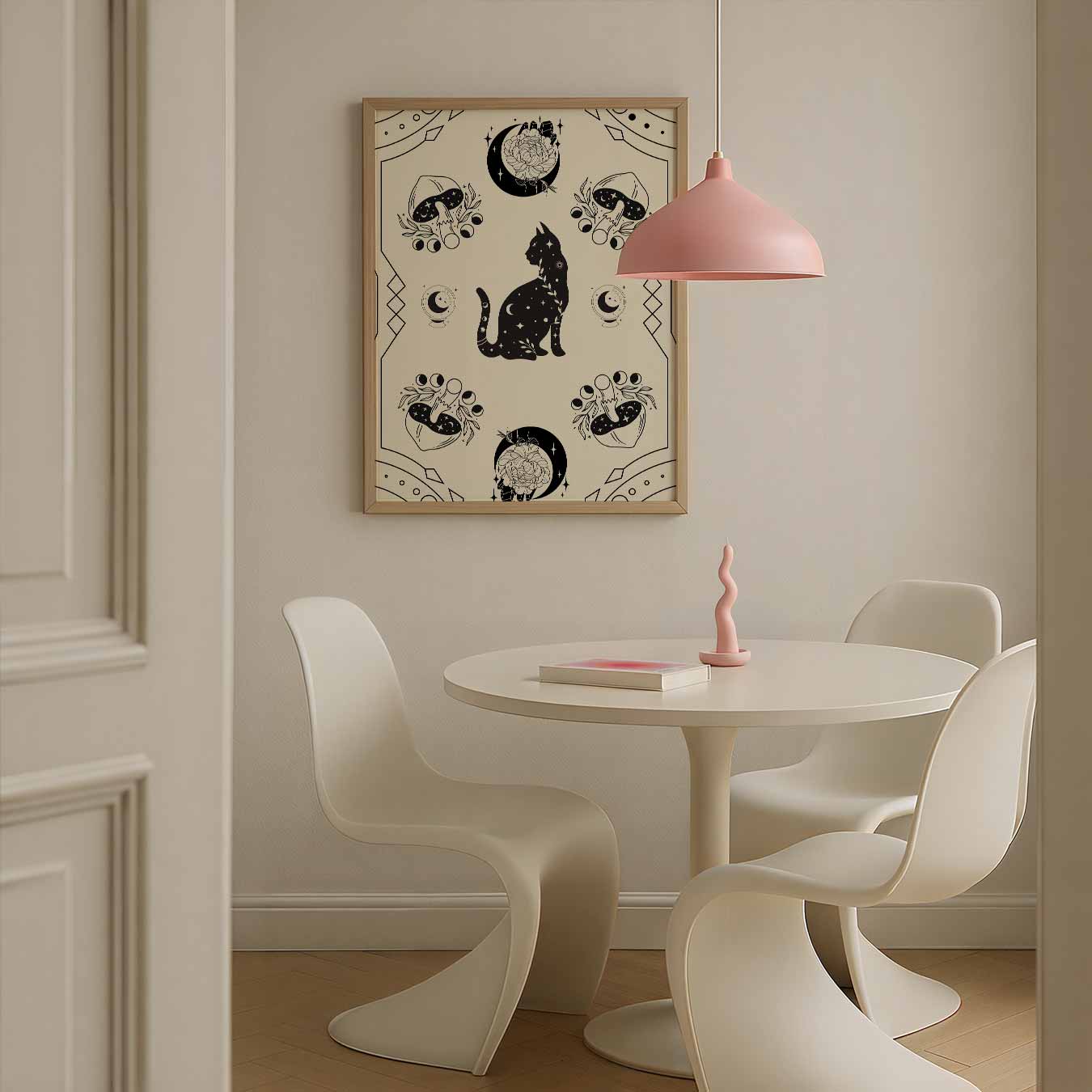 Mystieke Kat & Paddenstoelen Poster-WallArtistic