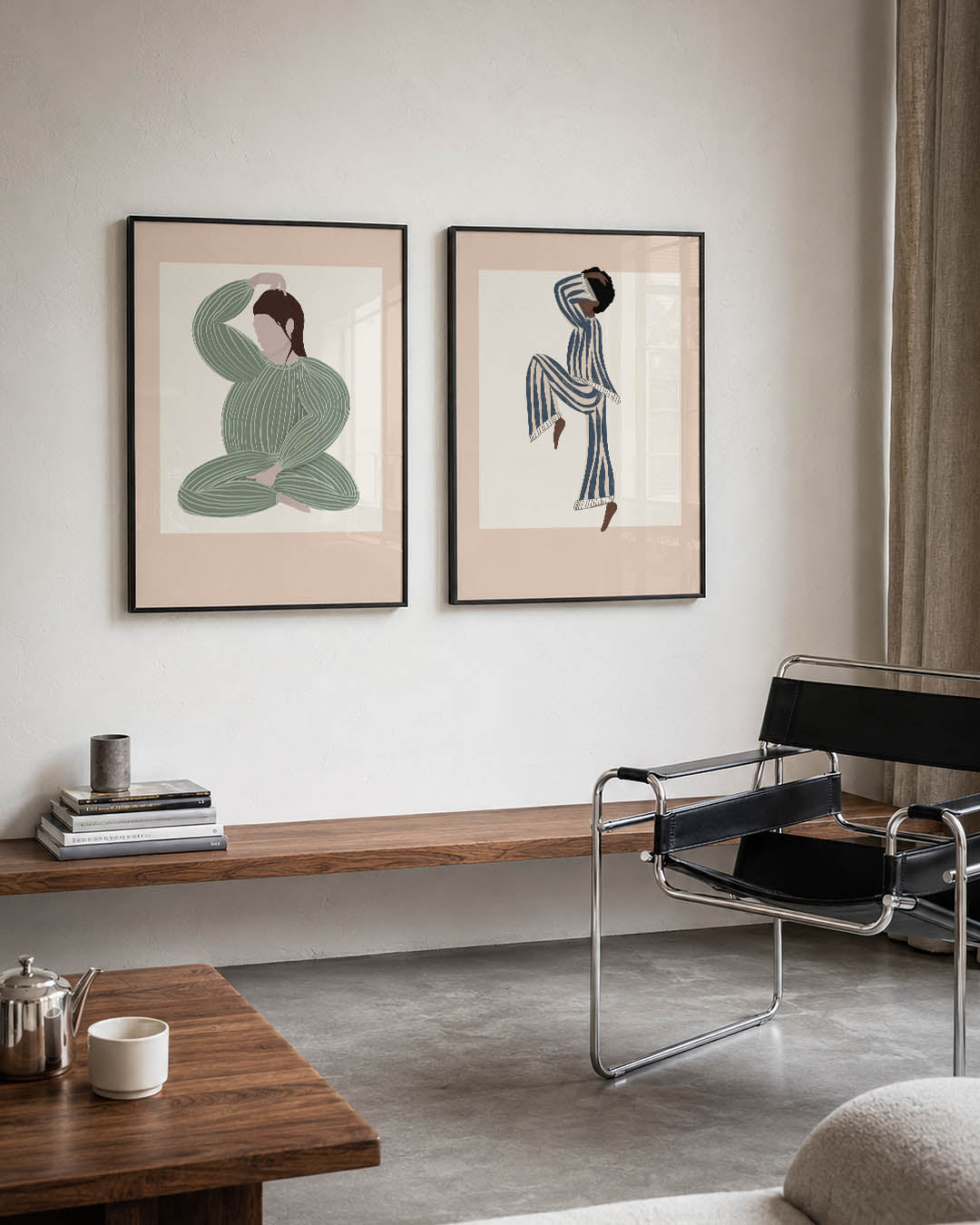 Zachte lijnenfiguur Posterset
