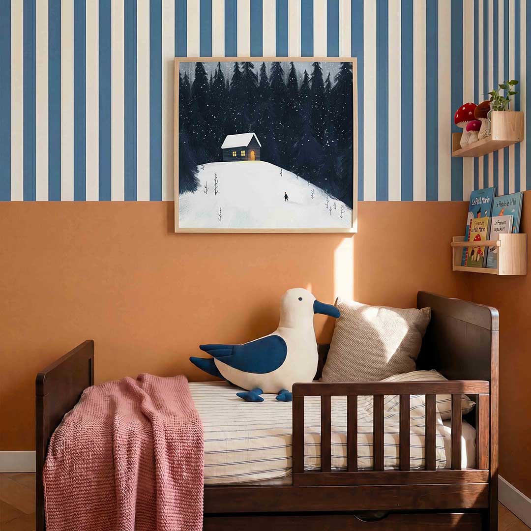 Sneeuwlandschap met huis Poster