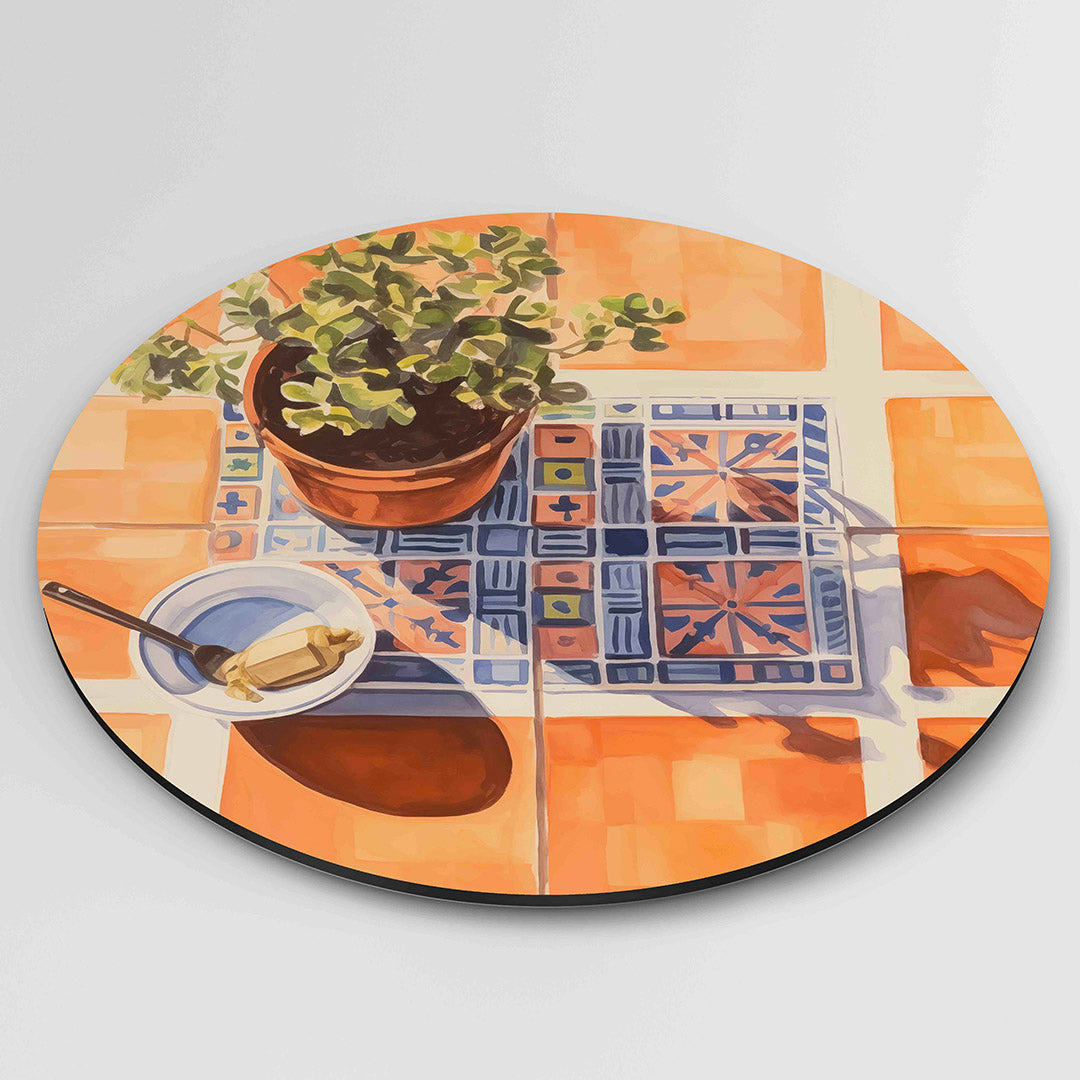 Plantenpot op tegeltafel Muurcirkel