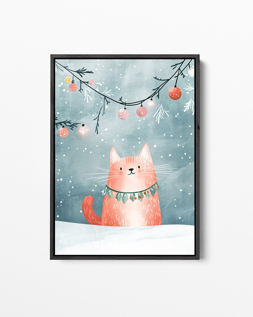 Speelse winterkat Kunstwerk