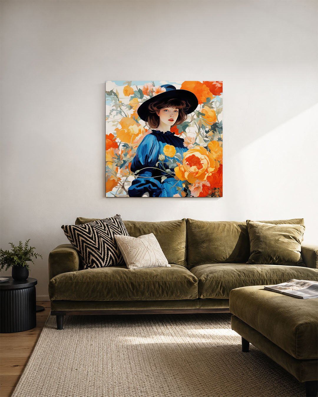 Vrouw met bloemen Kunstwerk